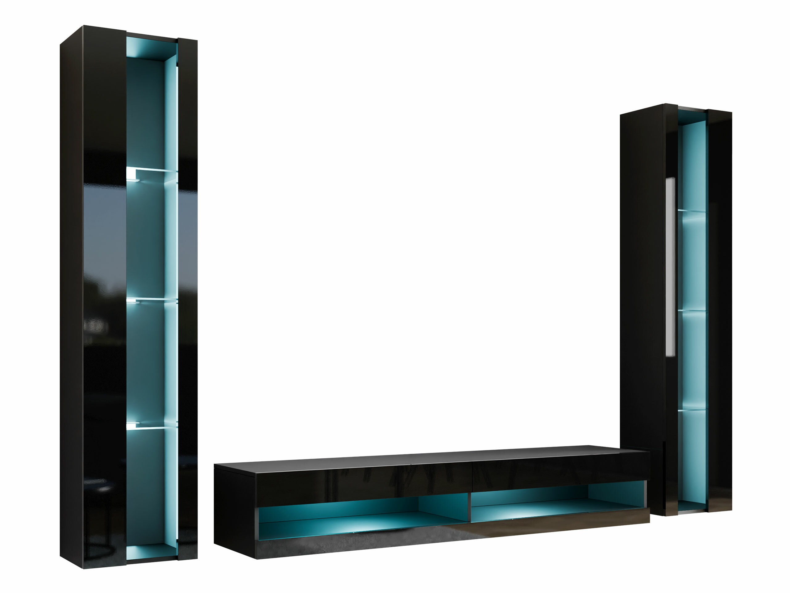 Set de living Vilrin V (Negru + Negru lucios)