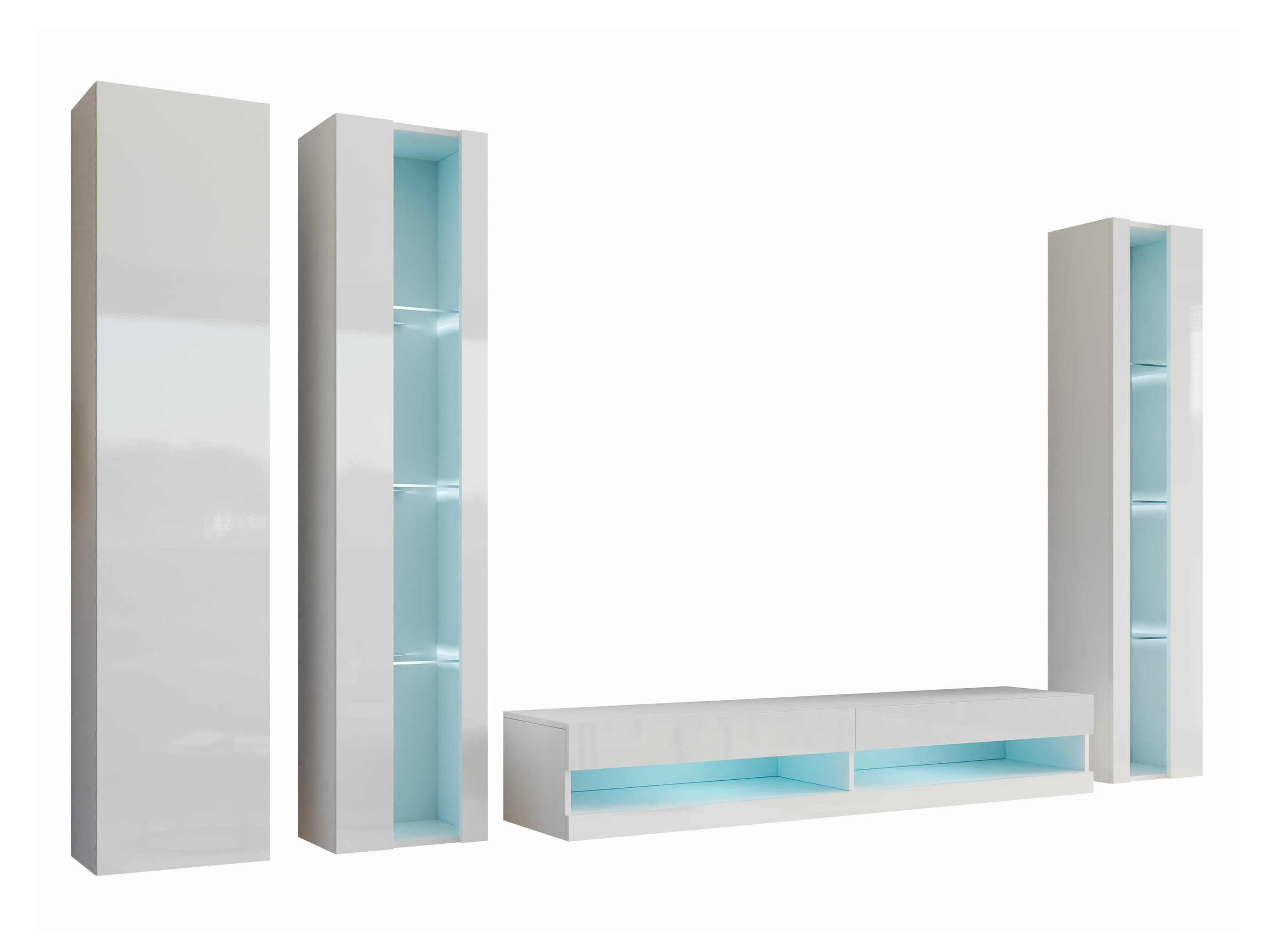Set de living Vilrin VII (Alb + Alb lucios)