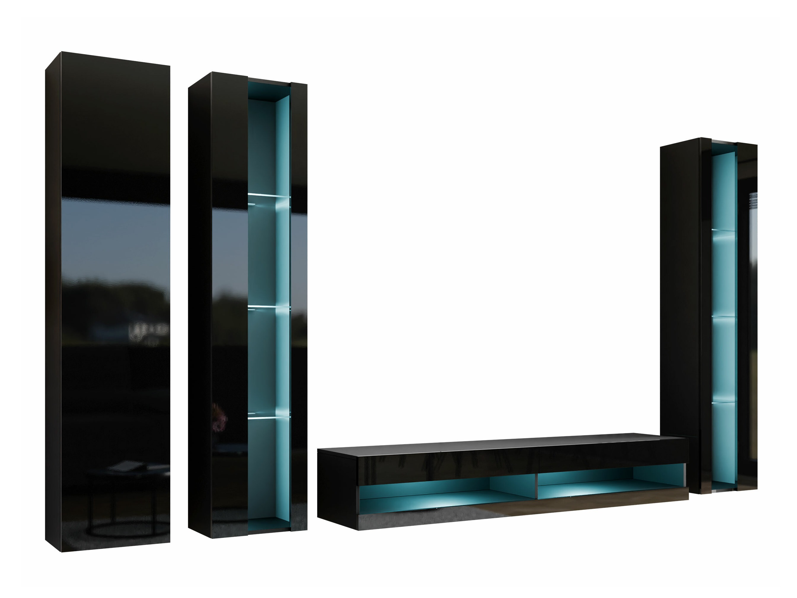 Set de living Vilrin VII (Negru + Negru lucios)