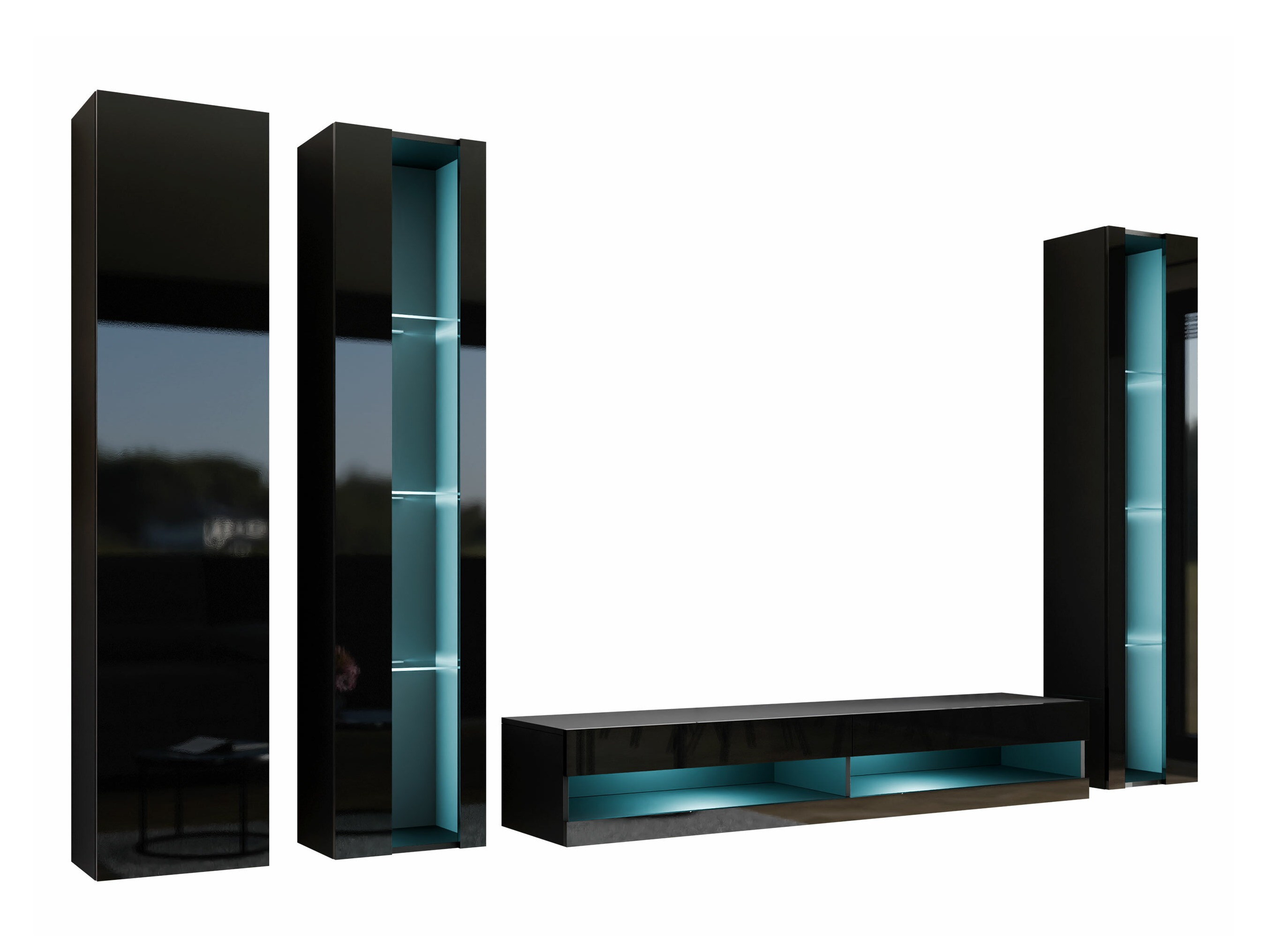 Set de living Vilrin VII (Negru + Negru lucios)
