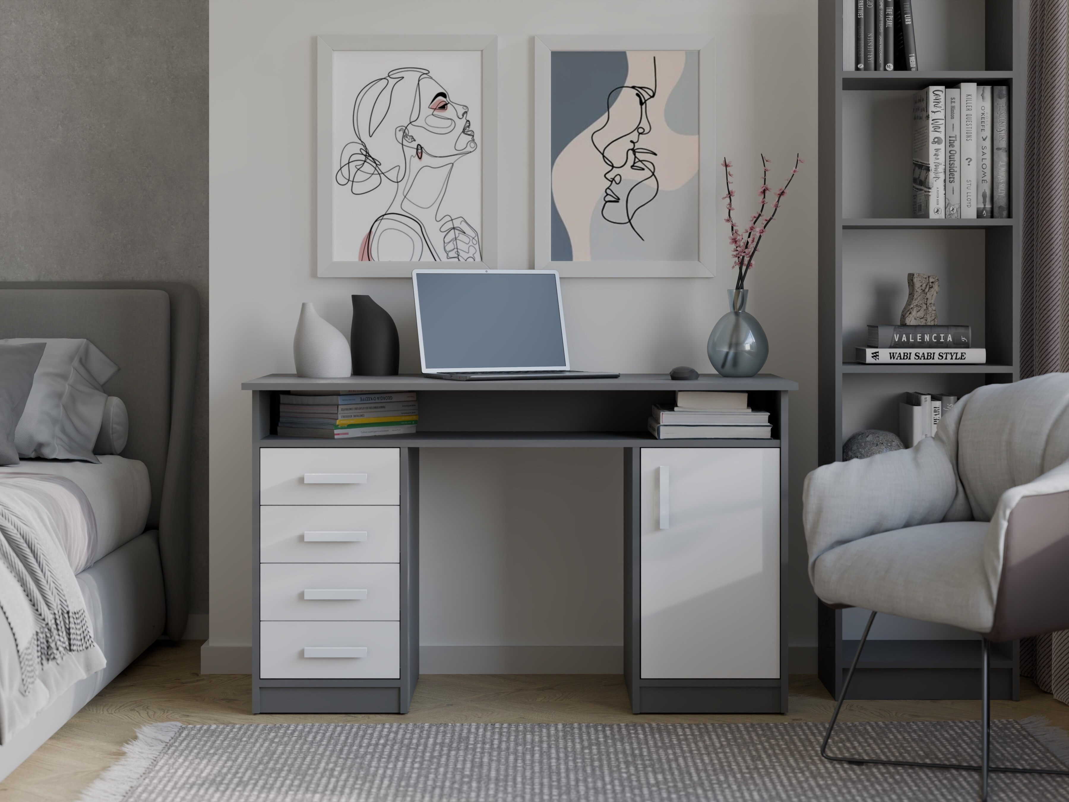 Birou Mandeville 329 (Alb + Antracit)