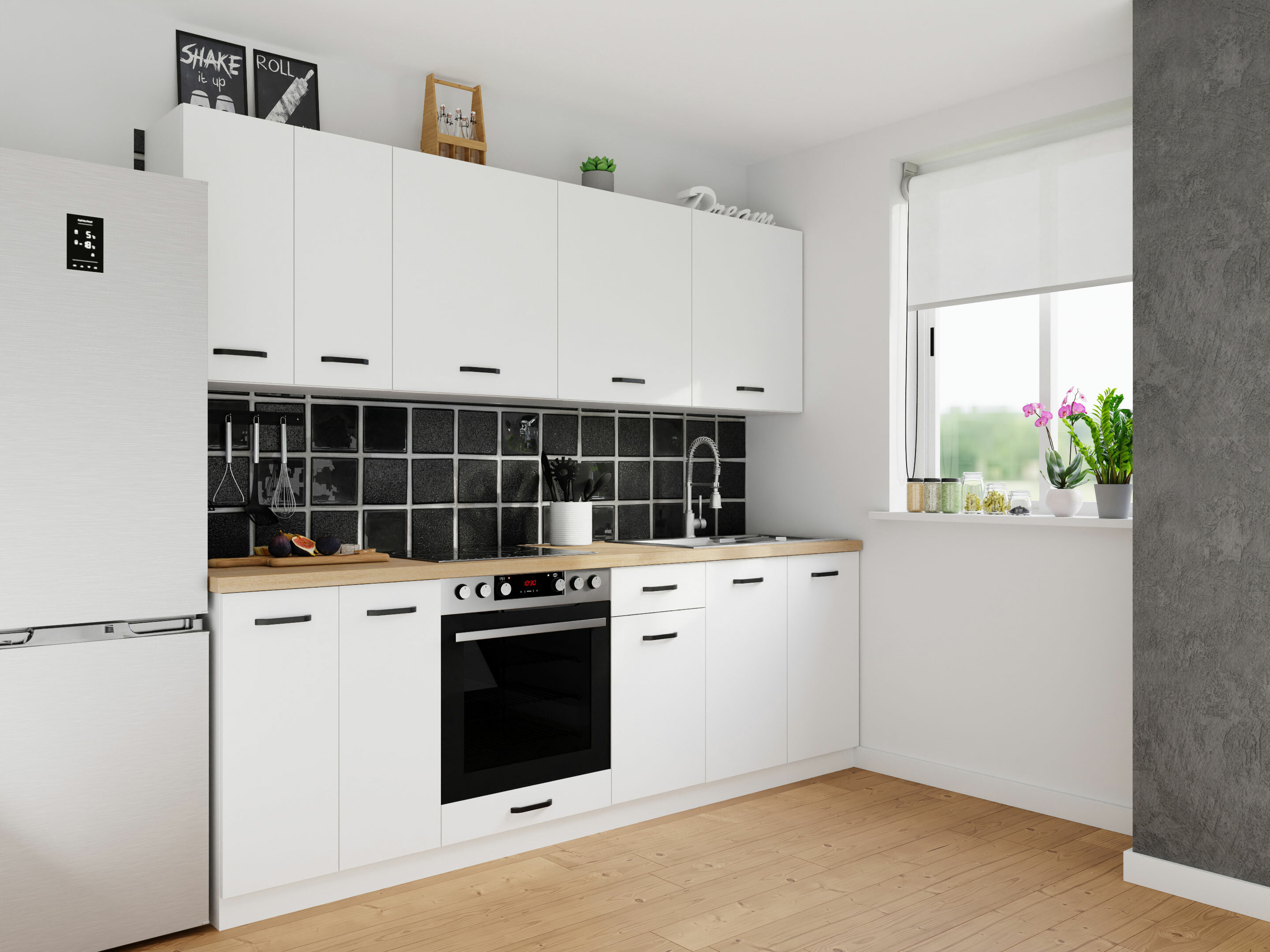 Dulap modular de perete cu suport pentru vase Top White 153