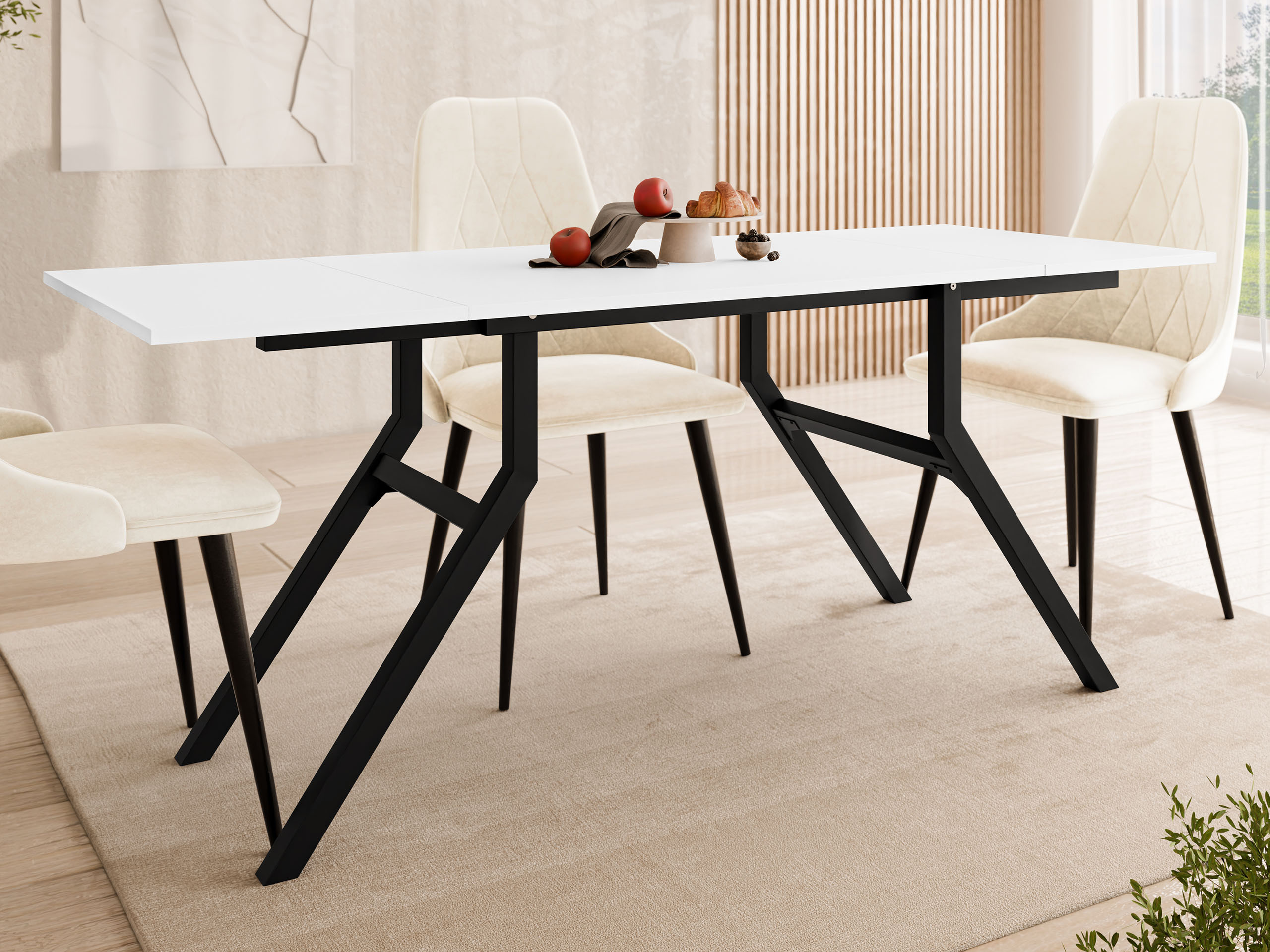 Măsuță de cafea extensibila Oswego 151 (Alb + Negru)
