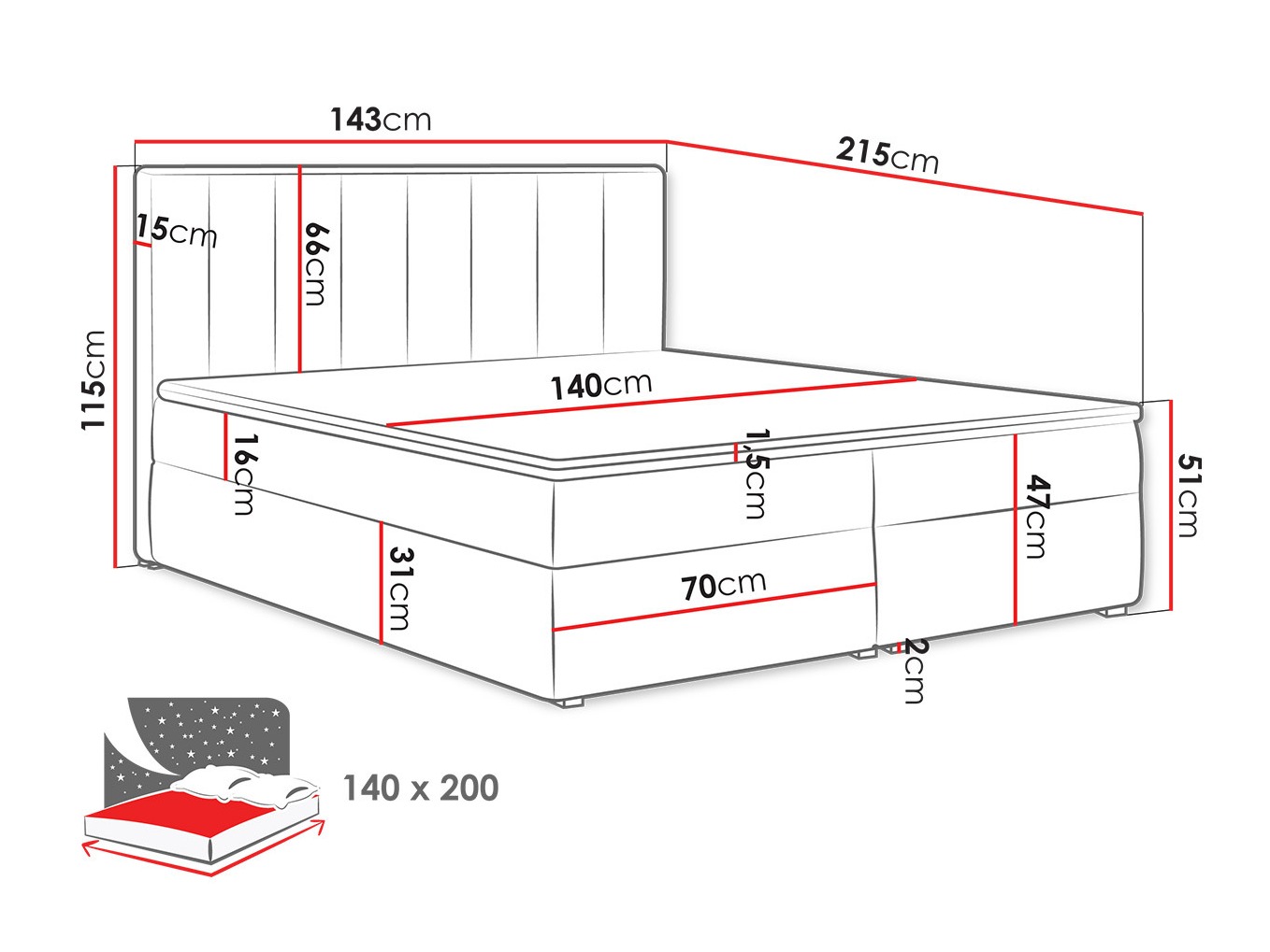 Pat boxspring Pomona 116 (Magic catifea 2206)