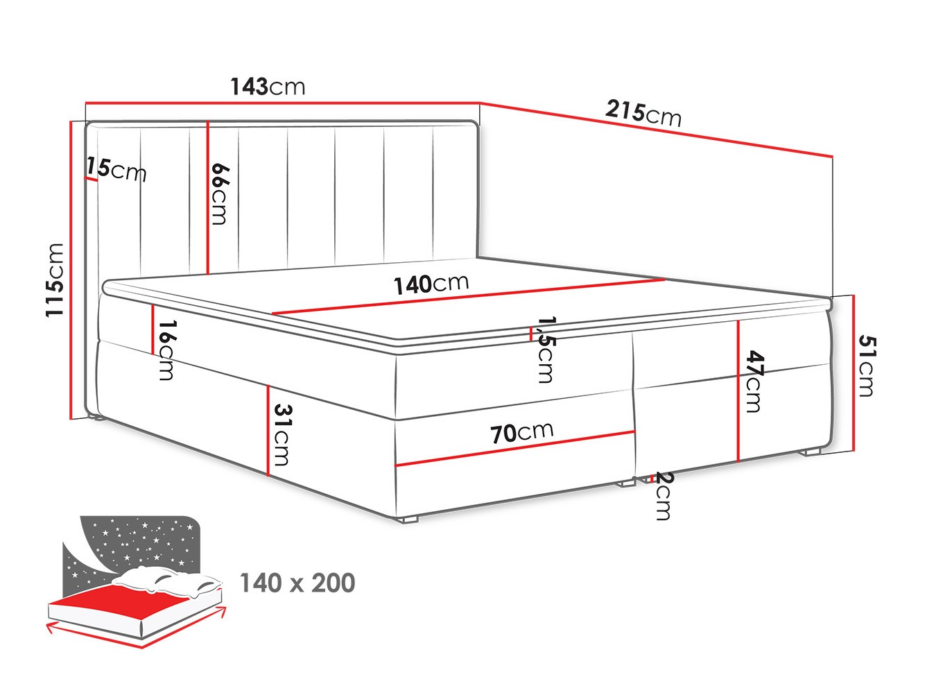 Pat boxspring Pomona 116 (Magic catifea 2216)