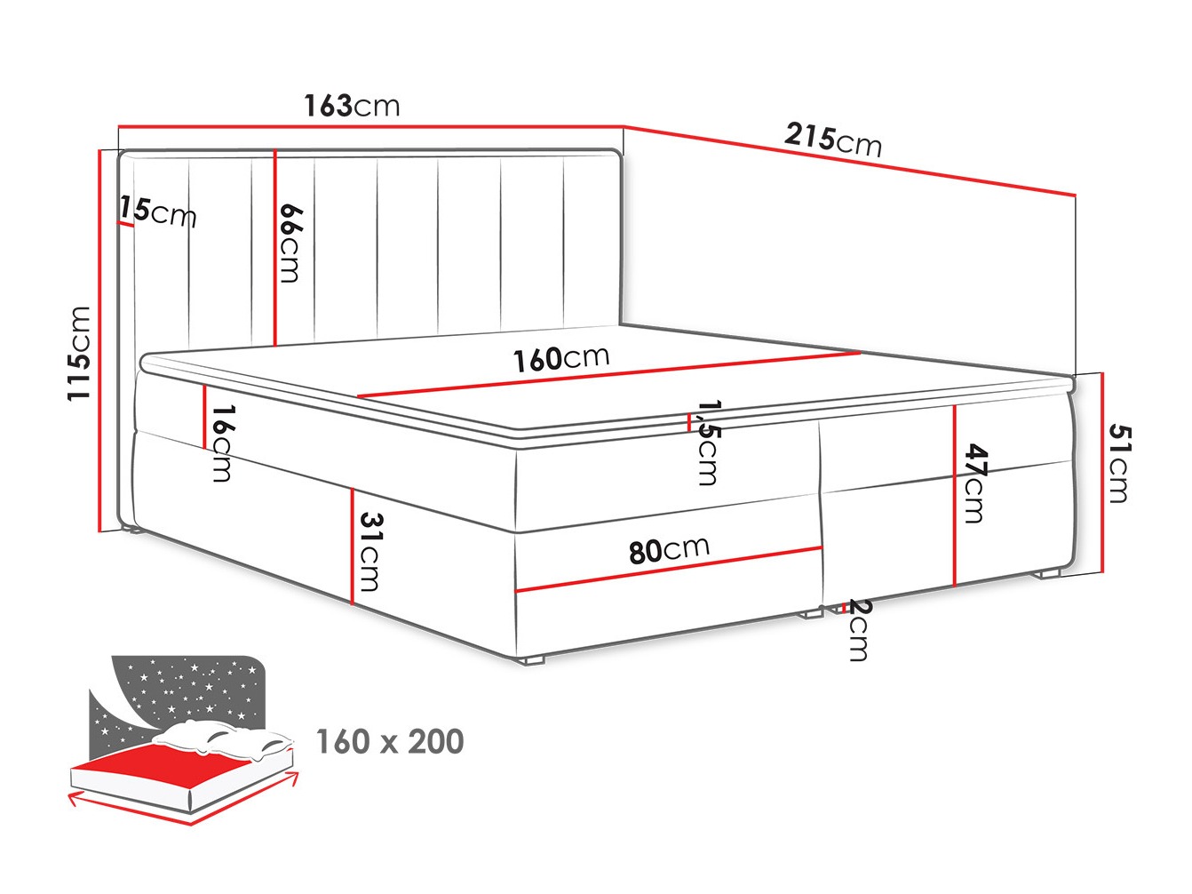 Pat boxspring Pomona 116 (Magic catifea 2217)