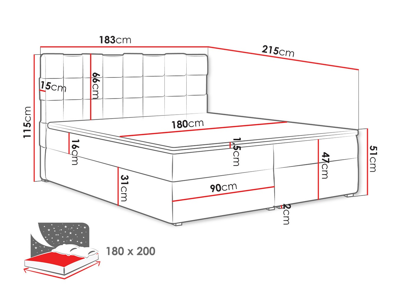 Pat boxspring Pomona 117 (Paros 05)