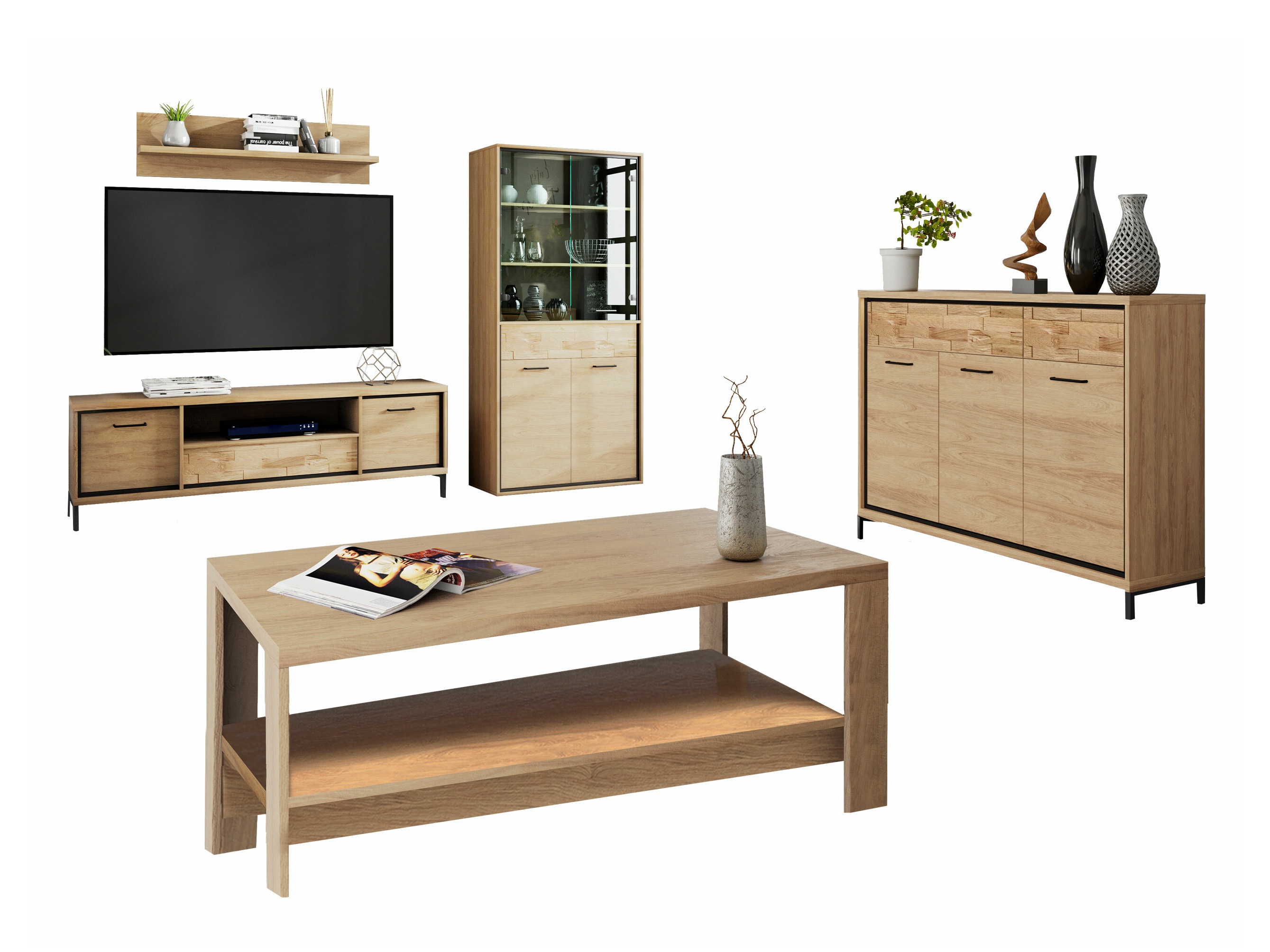 Set de living Etrmoni 118 (Maro deschis + Stejar)