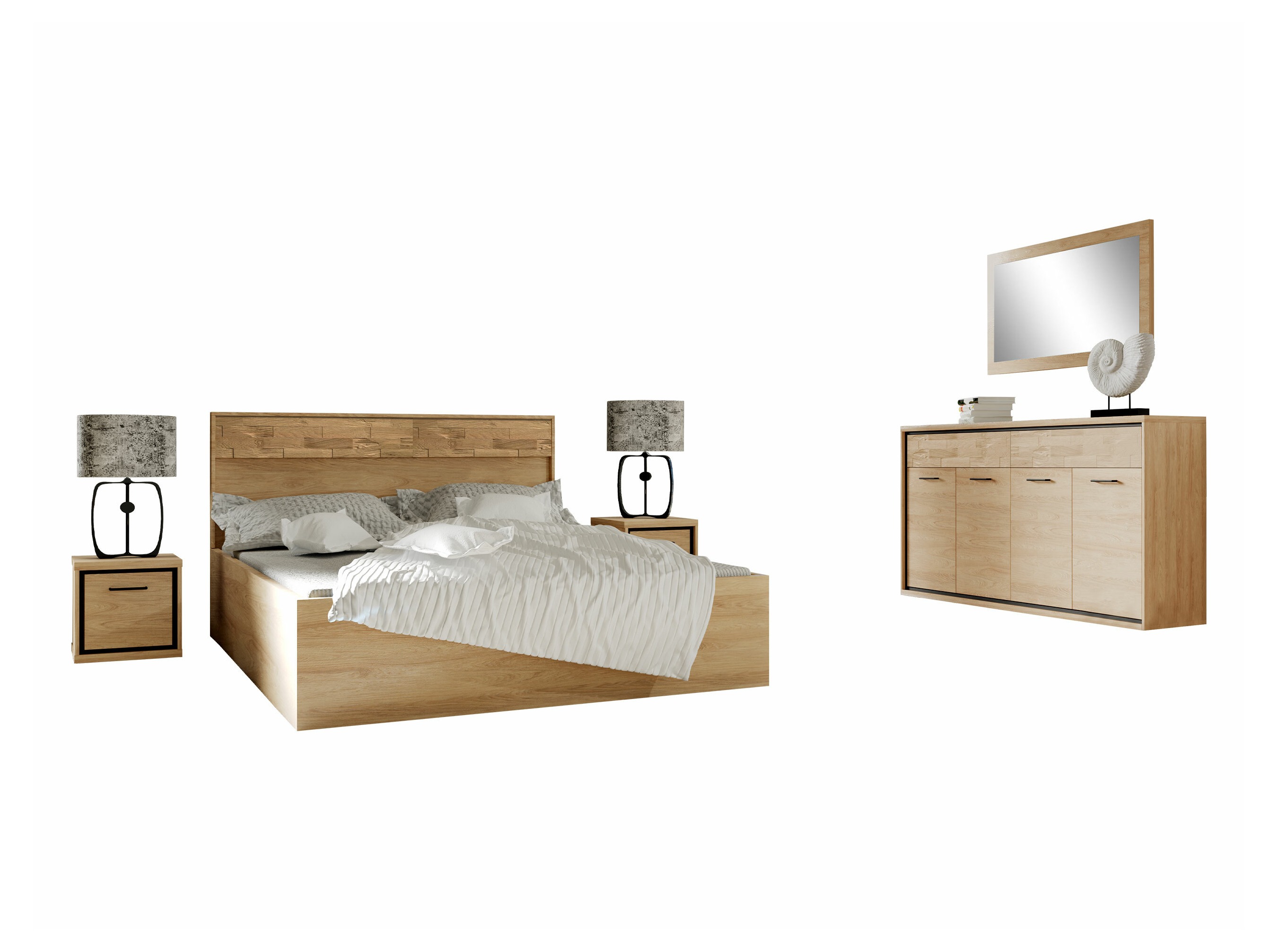 Set dormitor Etrmoni 122 (Maro deschis + Stejar)