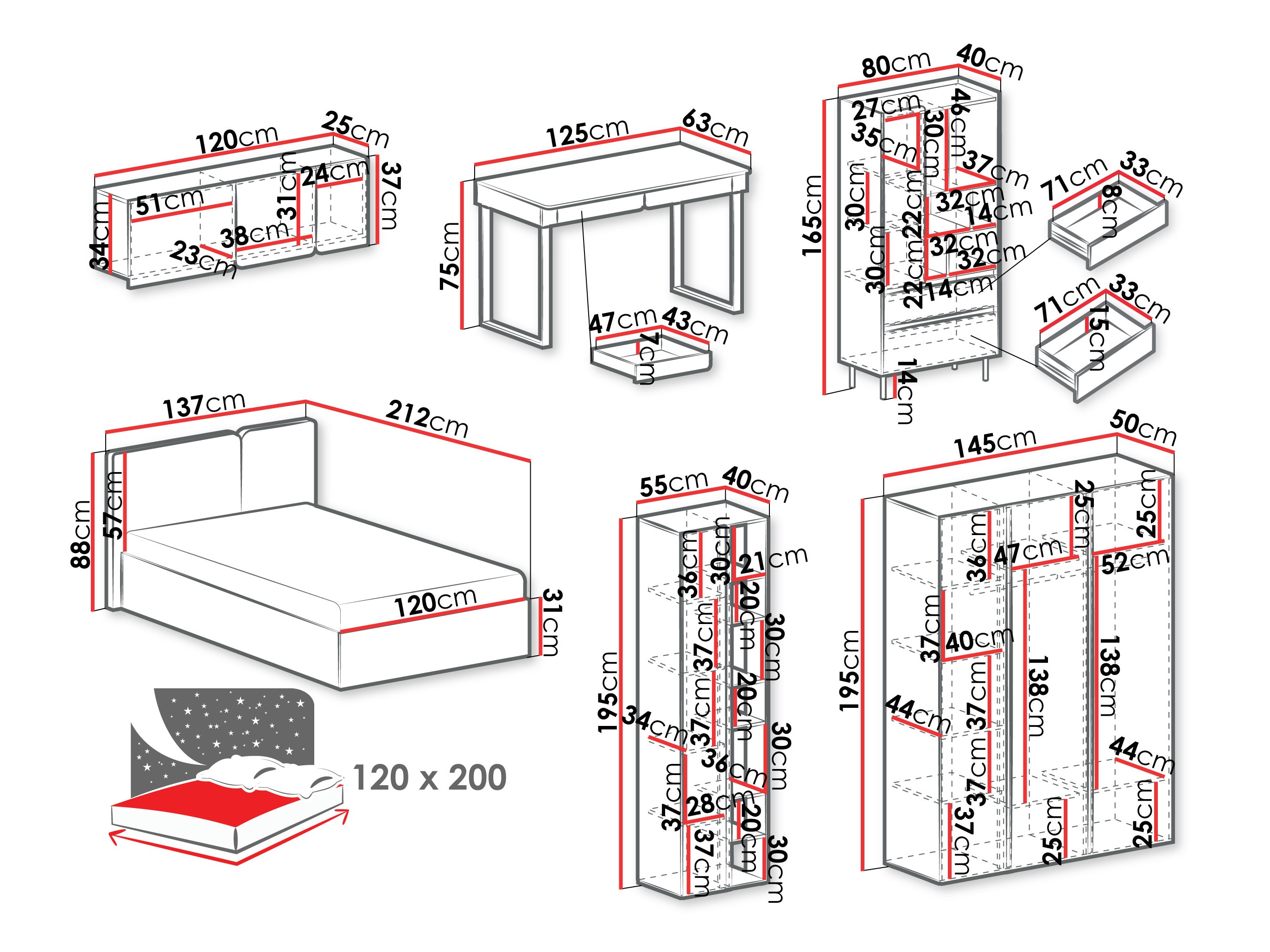 Set de mobilier Fiosono 114 (Bej + Stejar deschis)