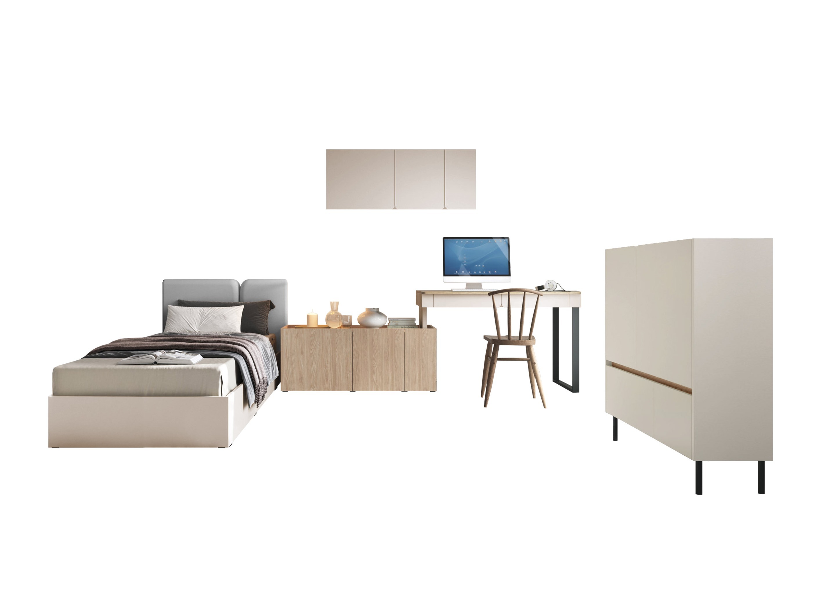 Set de mobilier Fiosono 115 (Bej + Stejar deschis)