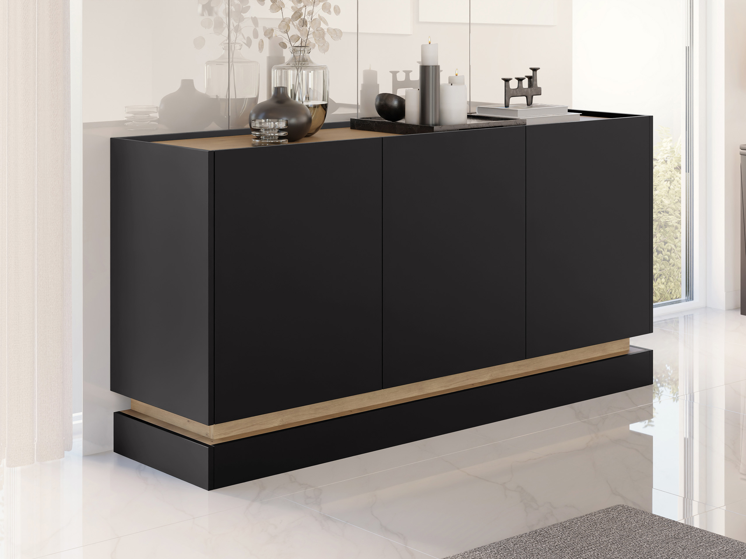Bufet Comfivo Tilia I (Negru + Stejar)