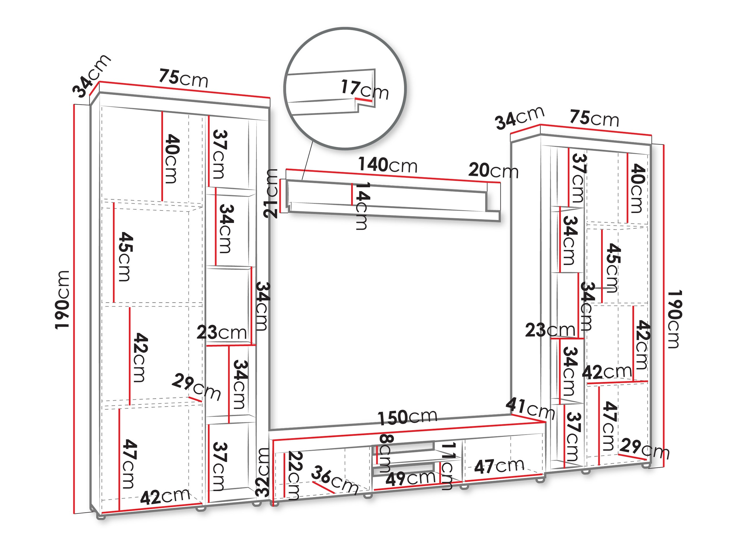 Set de living Univio II (Alb)