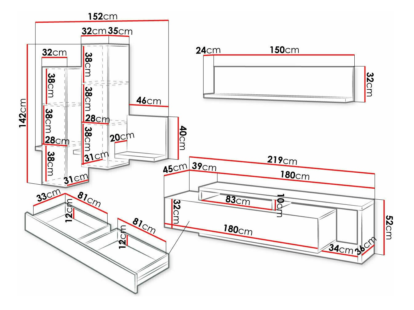 Set de living Lutiva 100 (Alb + Beton)