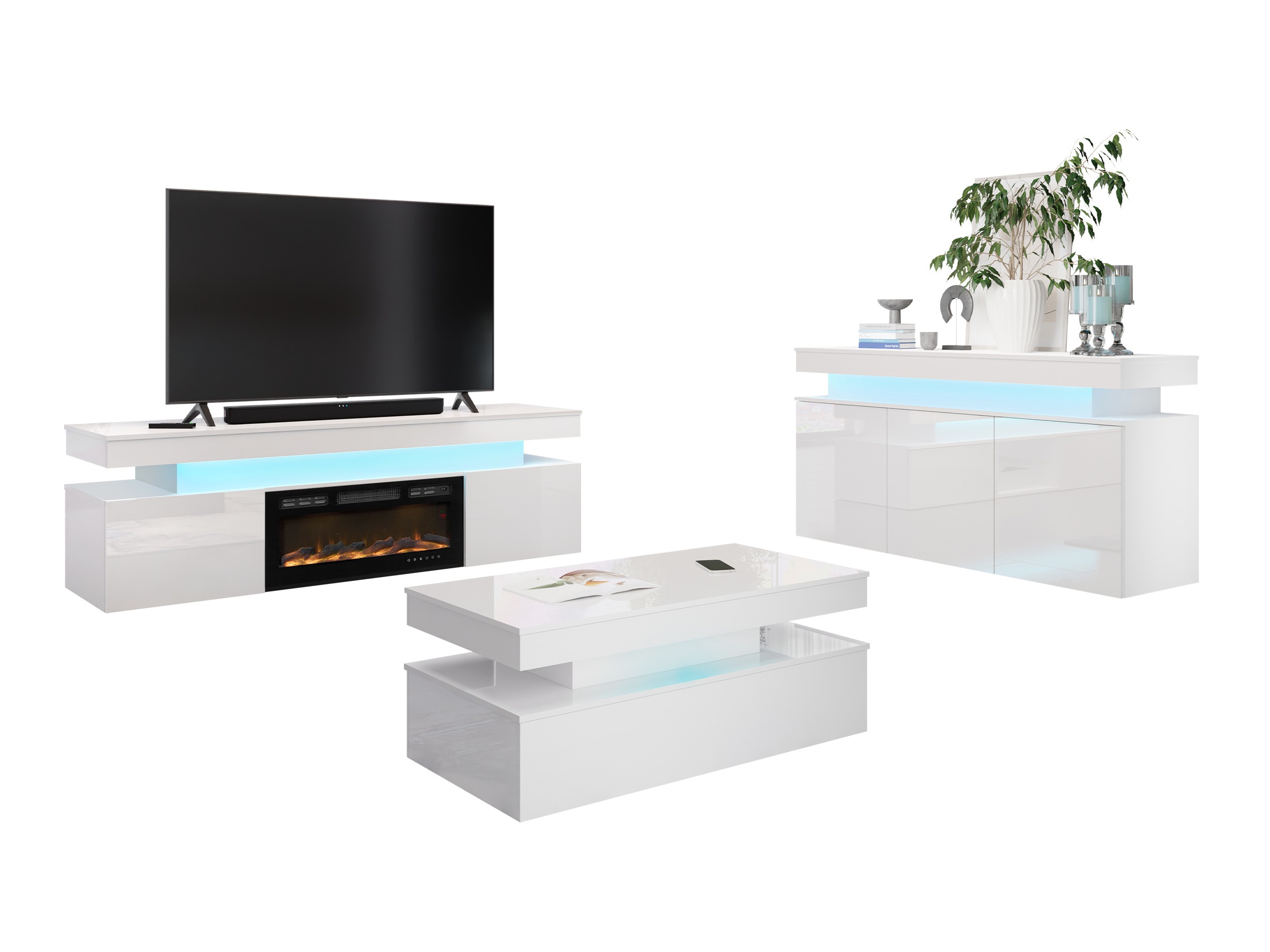 Set de living Monfero I (Alb + Alb lucios)