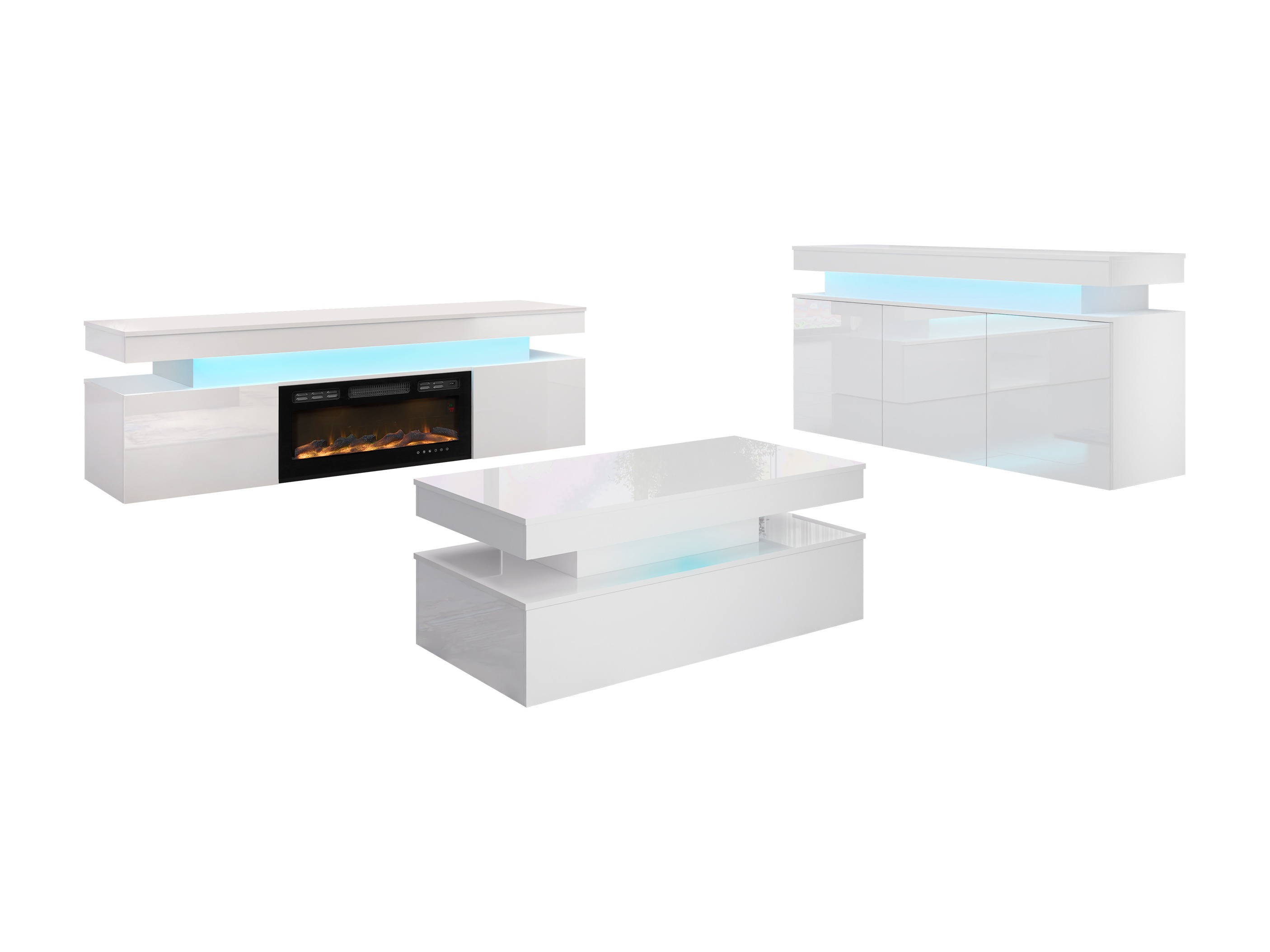 Set de living Monfero I (Alb + Alb lucios)