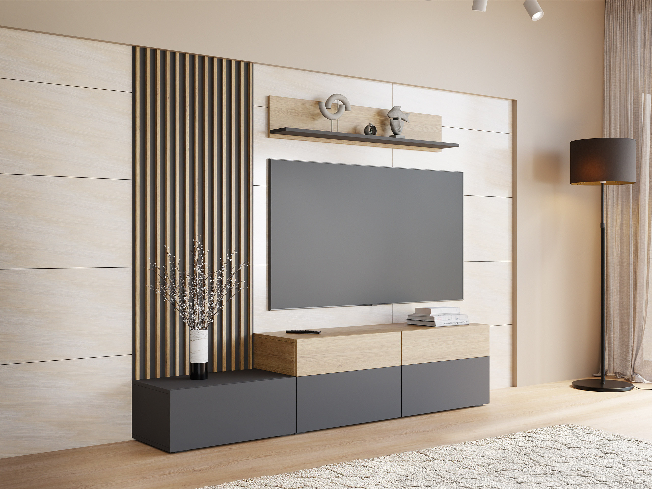 Set de living Comfivo Munium I (Grafit + Stejar)
