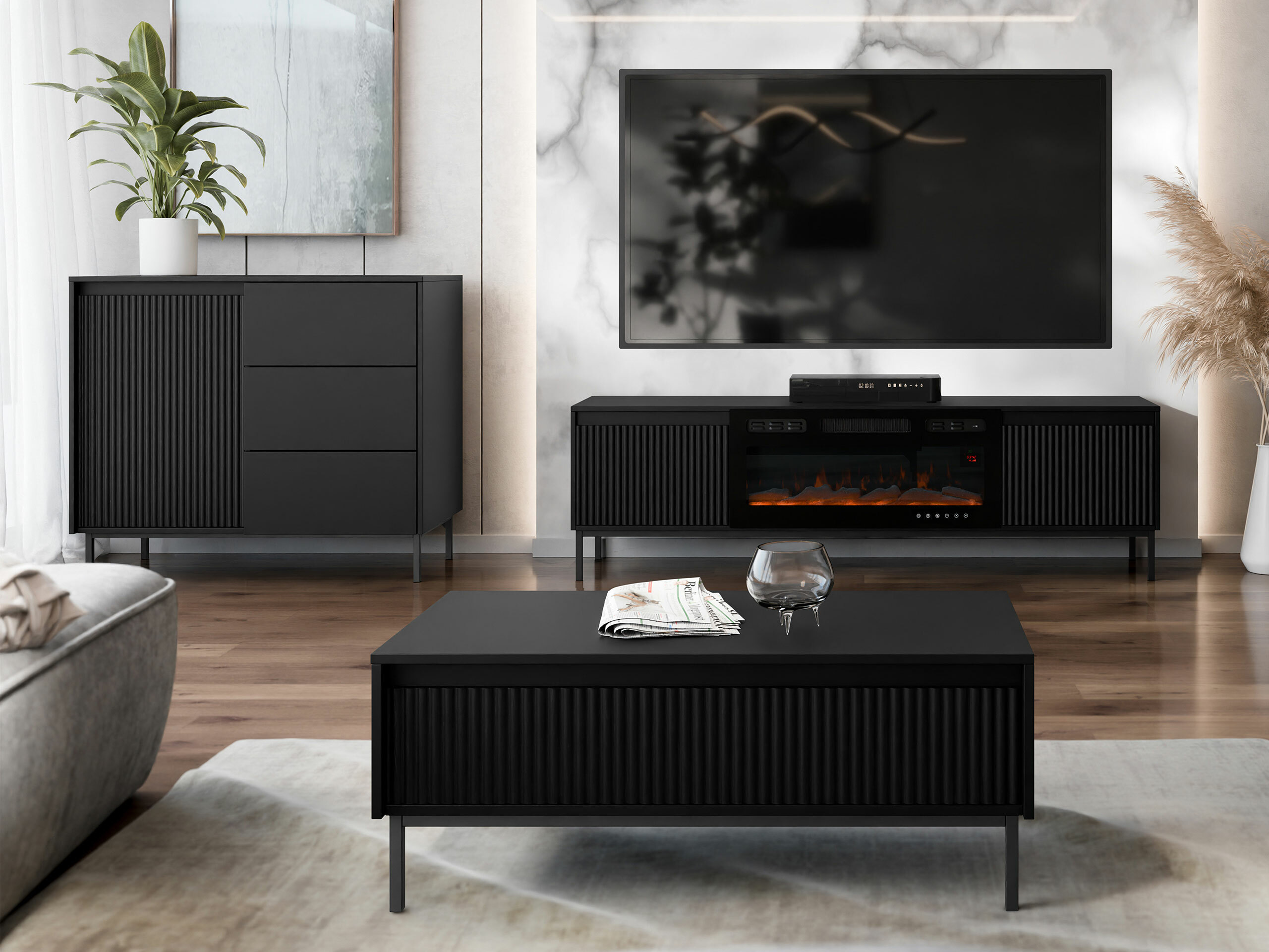 Set de living Comfivo Delruva IV (Negru)