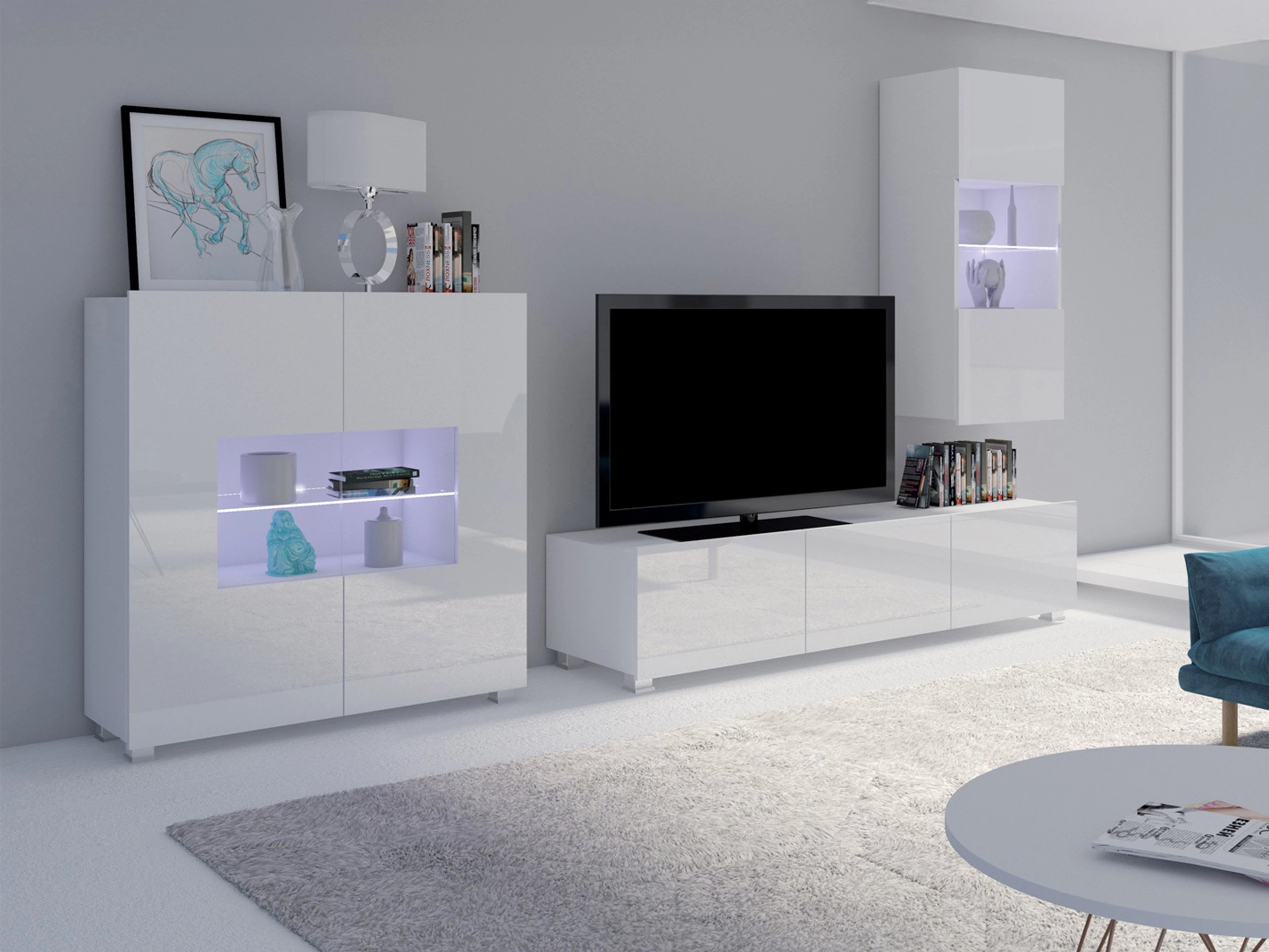 Set de living Remus VII (Alb + Alb lucios)
