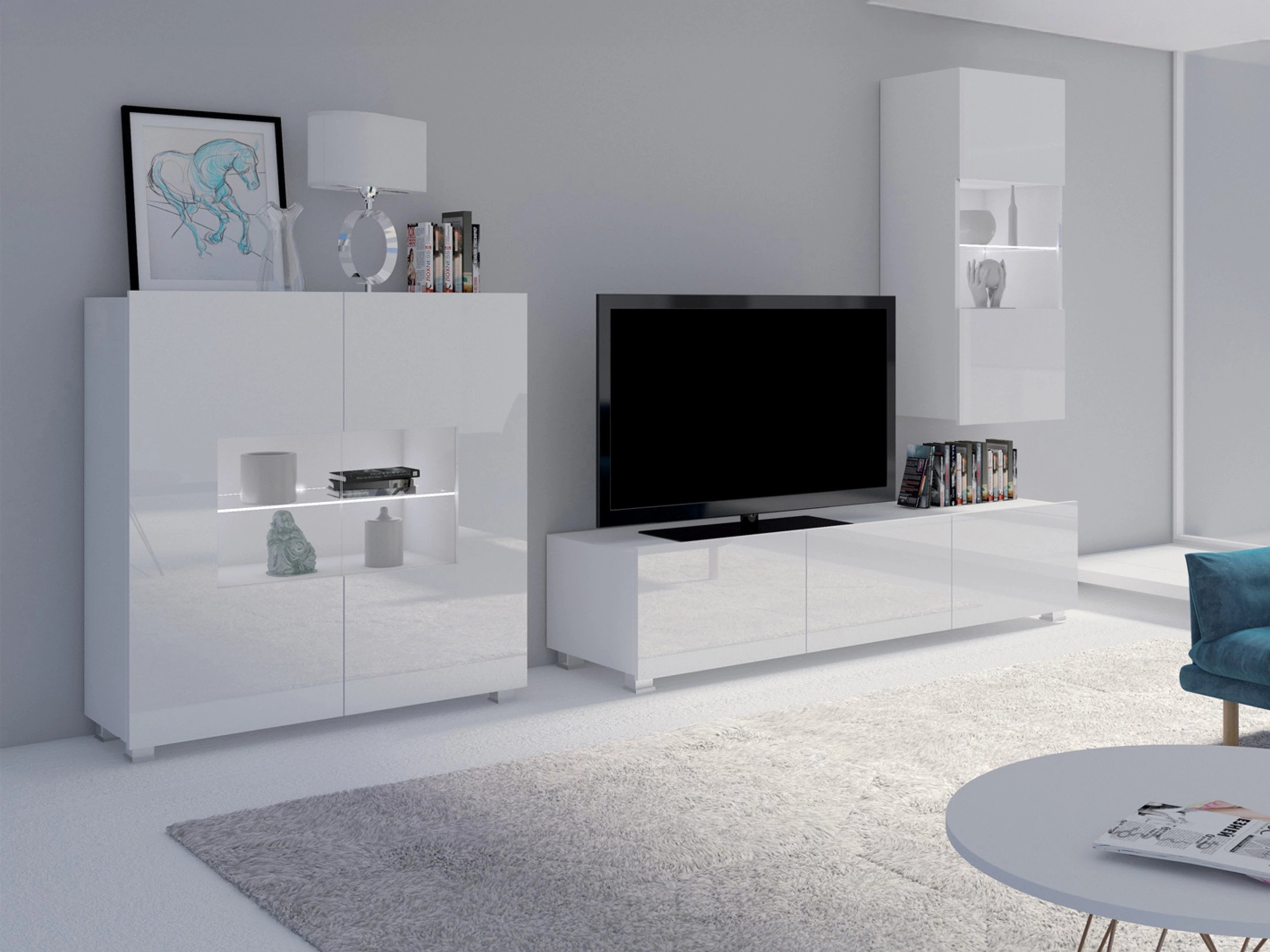 Set de living Remus VII (Alb + Alb lucios)