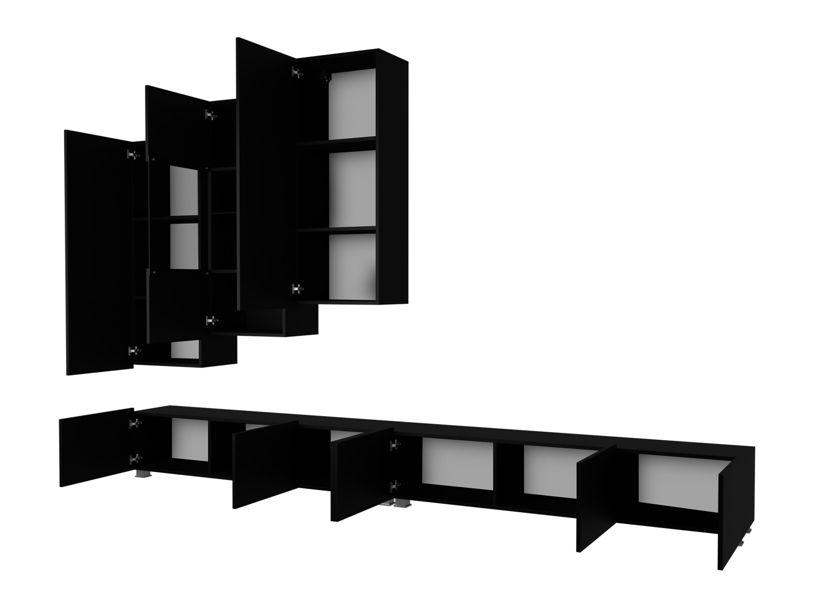 Set de living Remus XVII (Negru + Negru lucios)