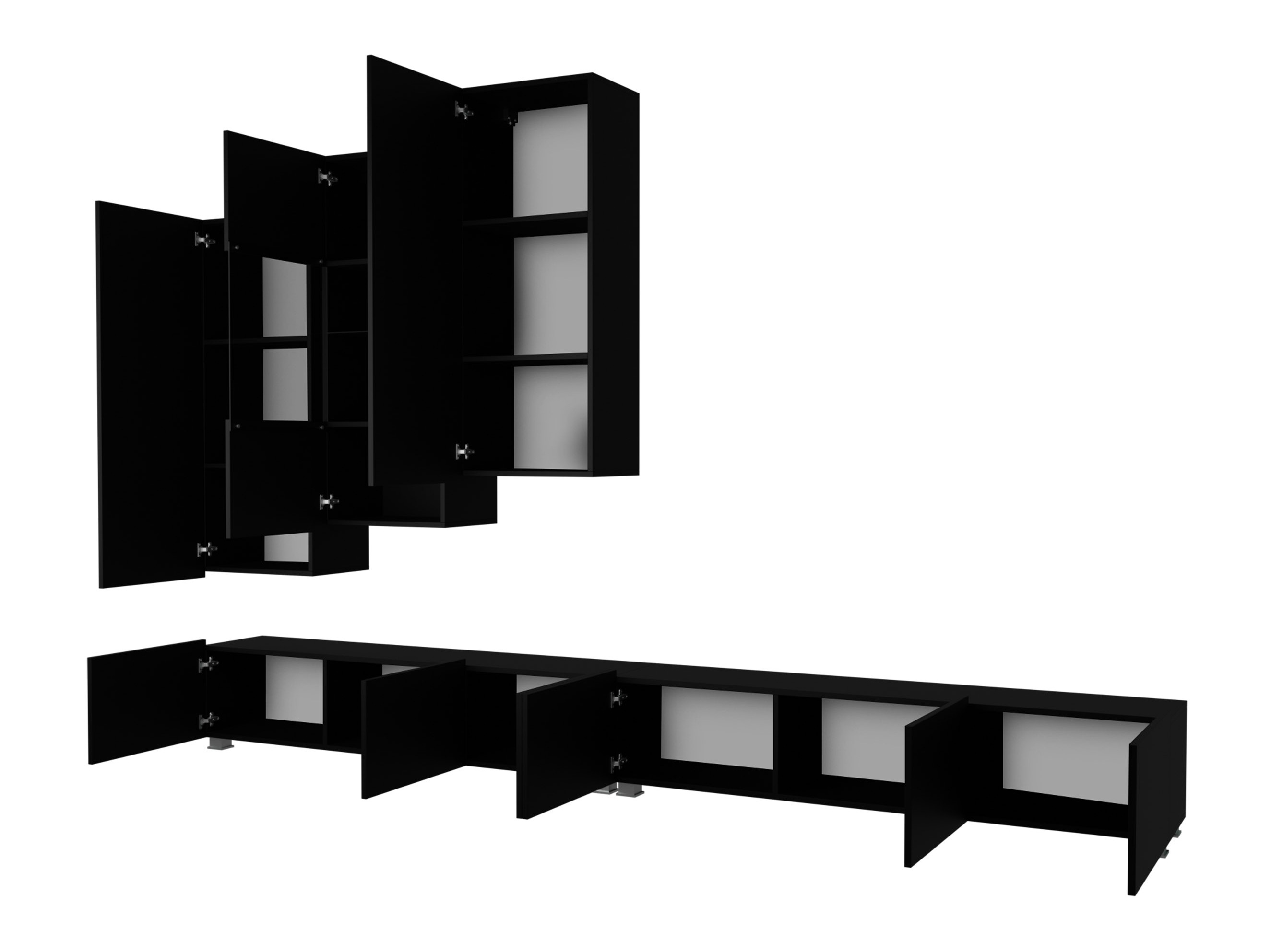 Set de living Remus XVII (Negru + Negru lucios)
