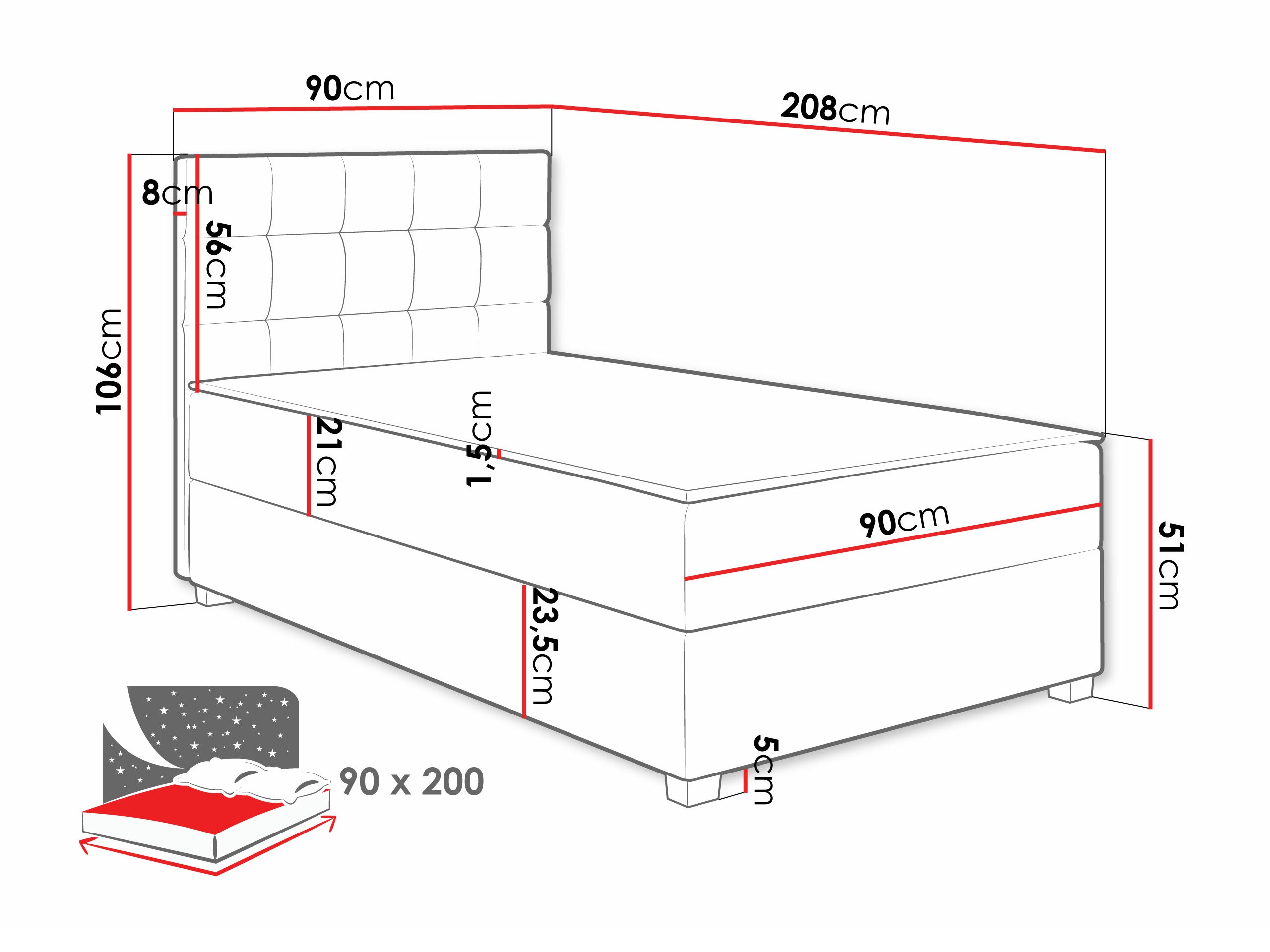 Pat boxspring Sanford 107 (Manila 02)