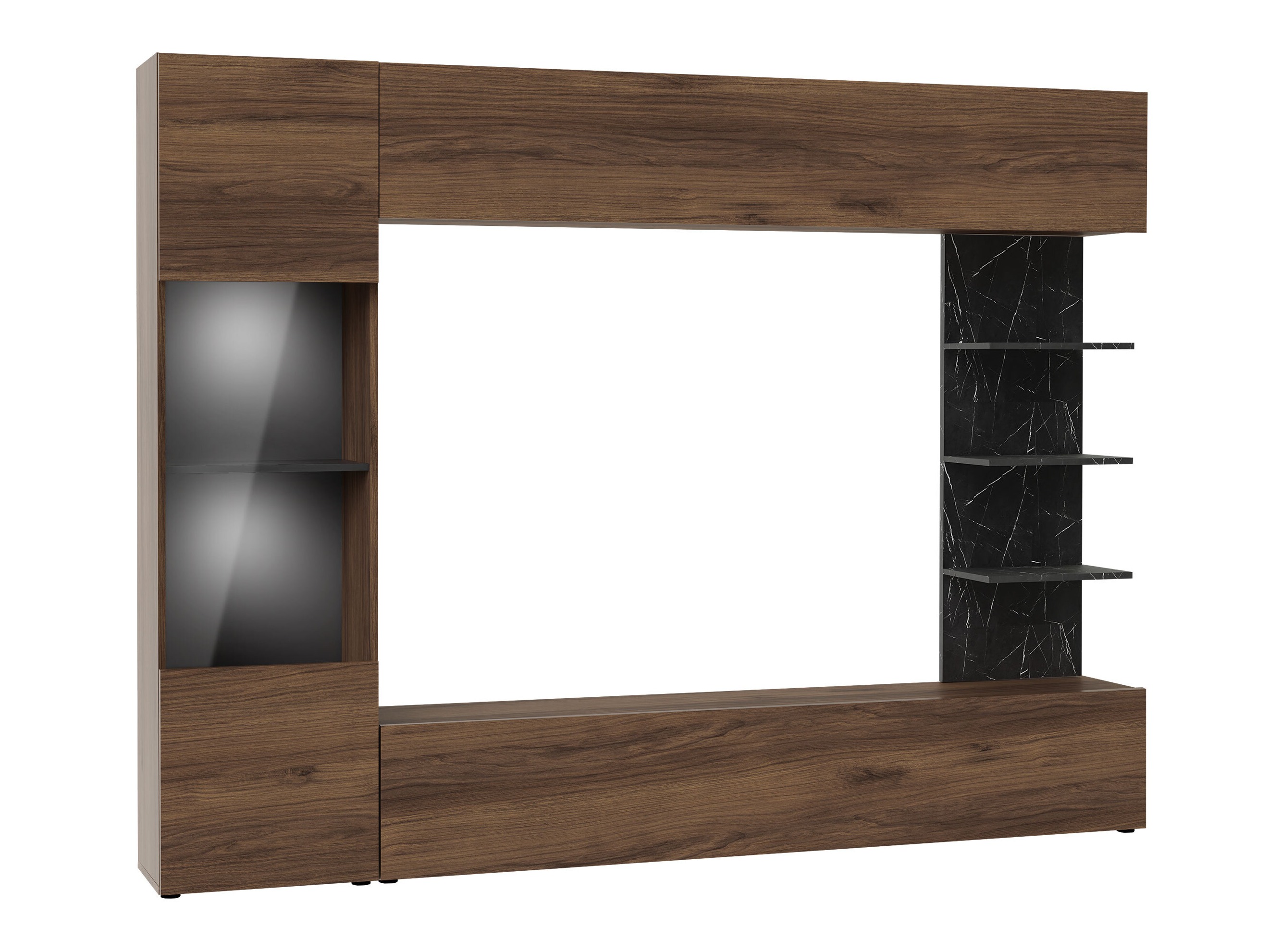 Set de living Comfivo Animus (Nuc + Marmură neagră)