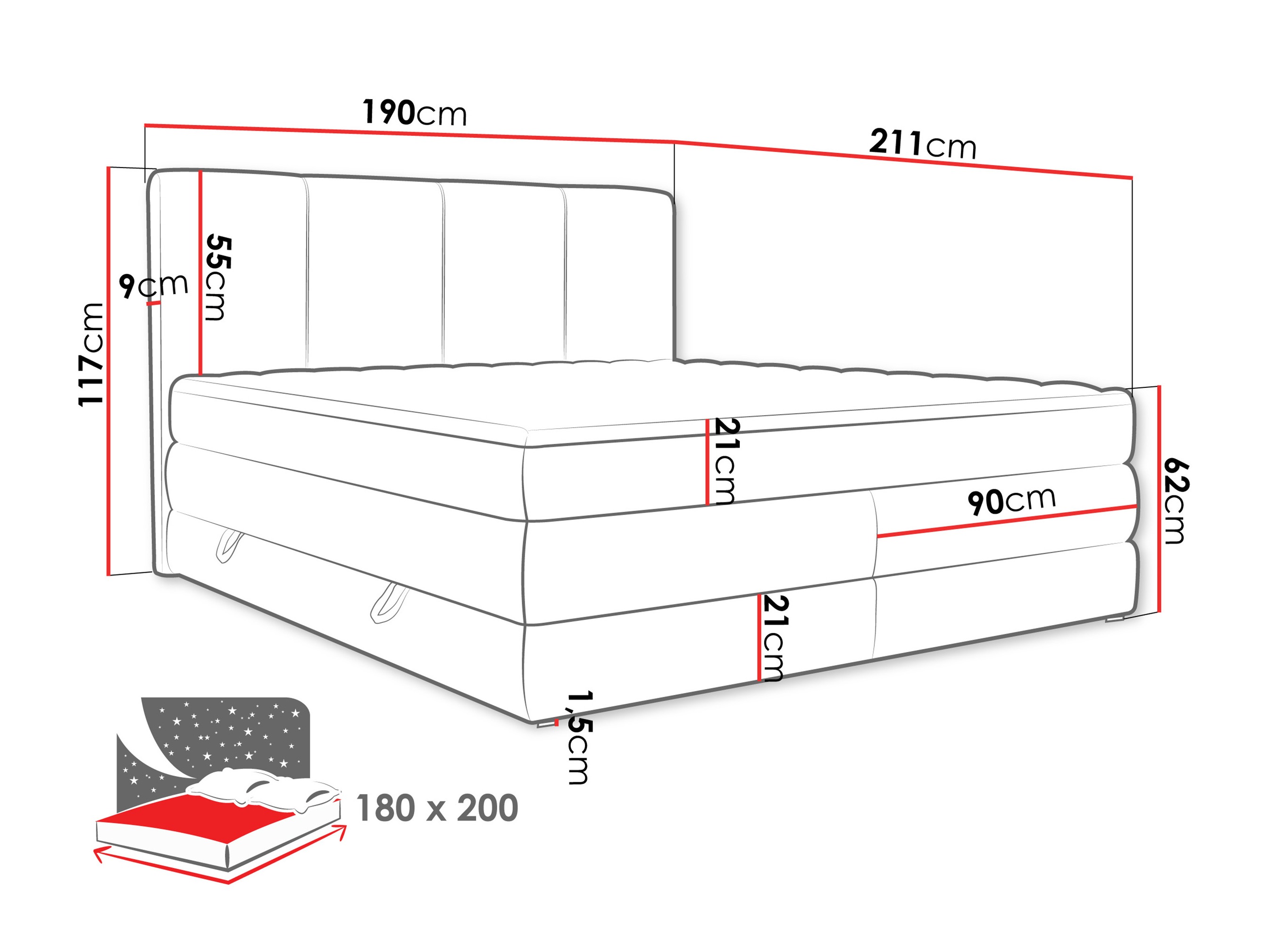 Pat boxspring ComfiDream Caelion (Onega 07)