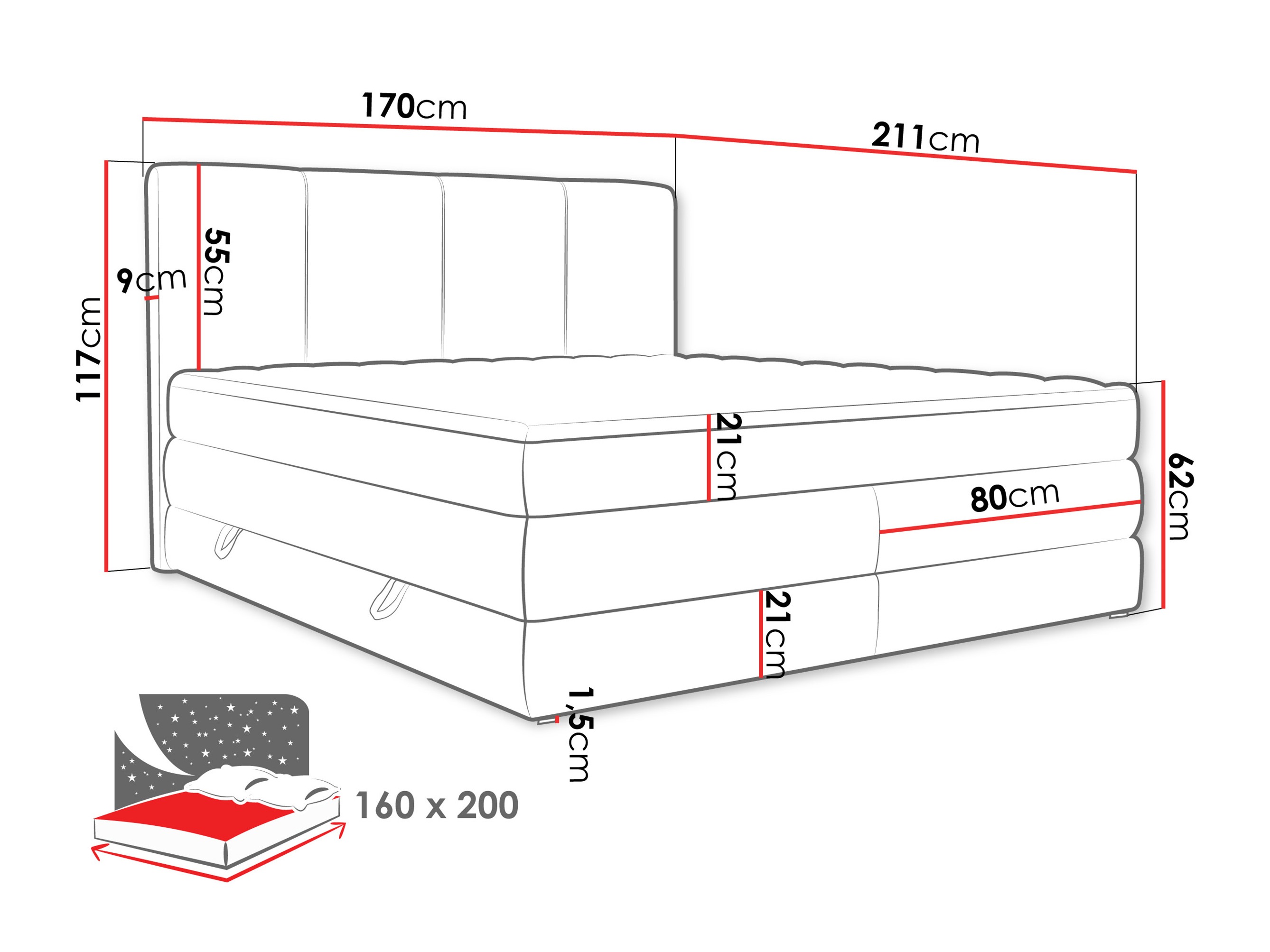 Pat boxspring ComfiDream Caelion (Onega 11)