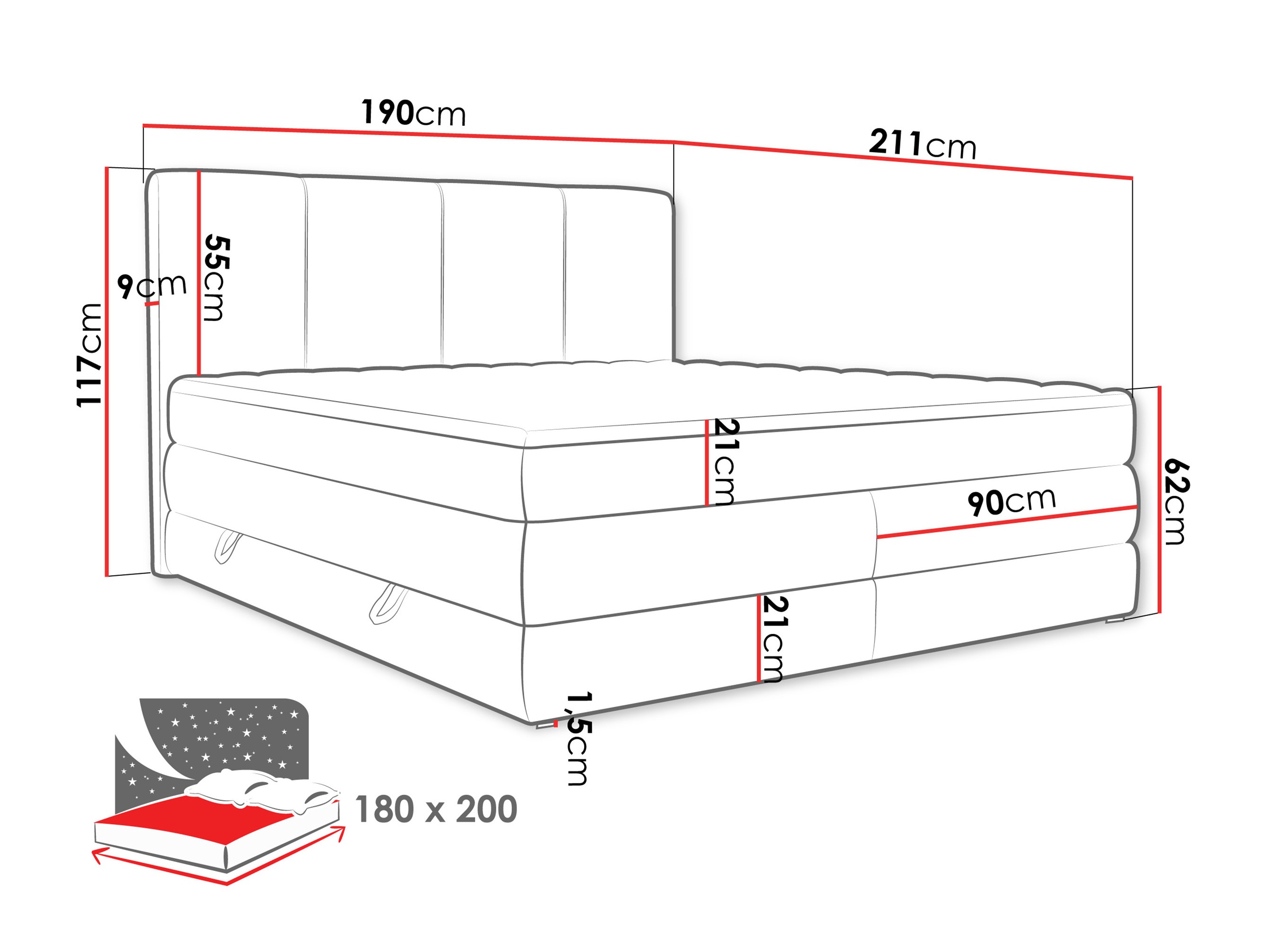 Pat boxspring ComfiDream Caelion (Onega 11)
