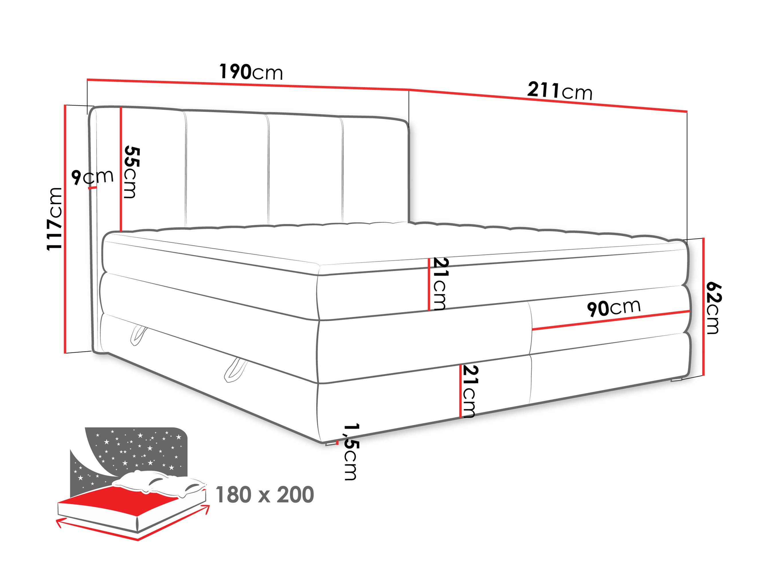 Pat boxspring ComfiDream Caelion (Onega 18)