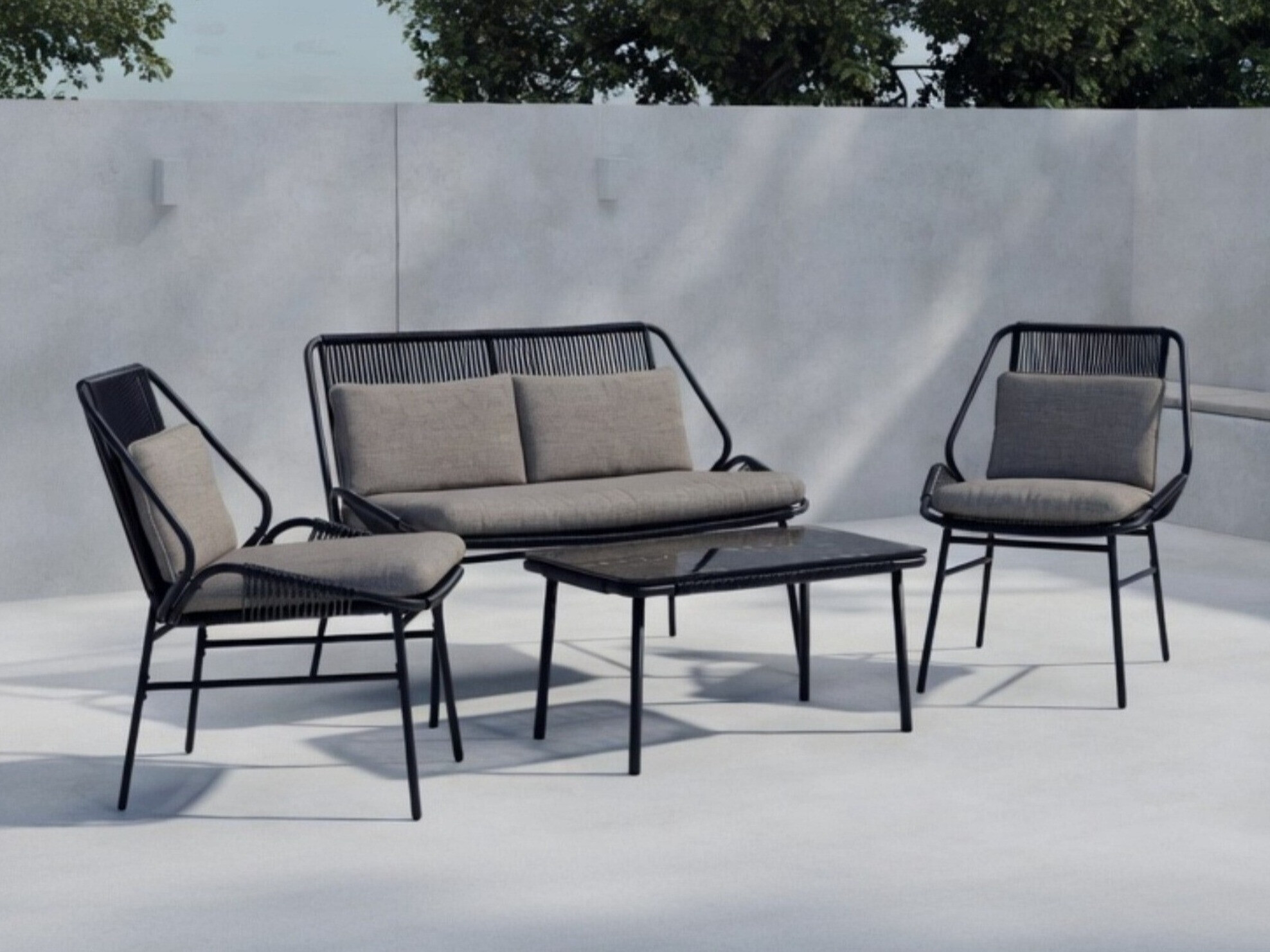 Set mobilier de exterior Dallas 5169 (Negru + Gri inchis)