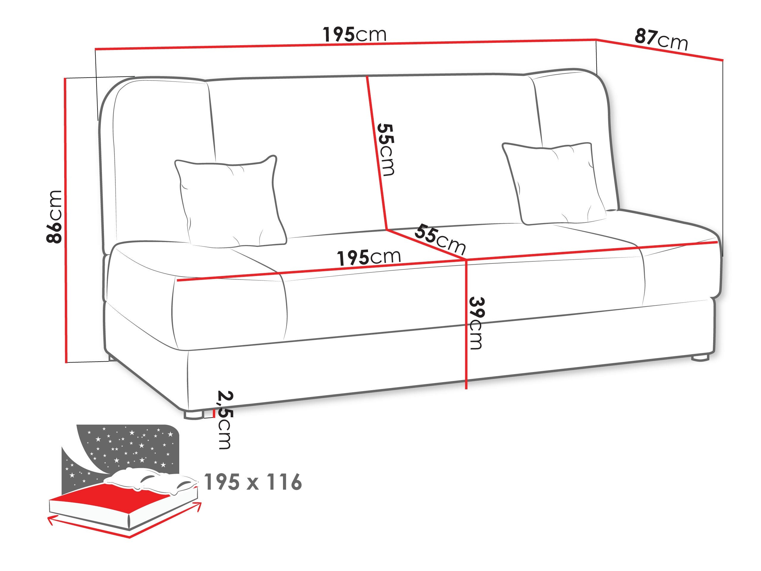 Canapea extensibilă Comfivo Cera (Tatum 272 + Evo 27)