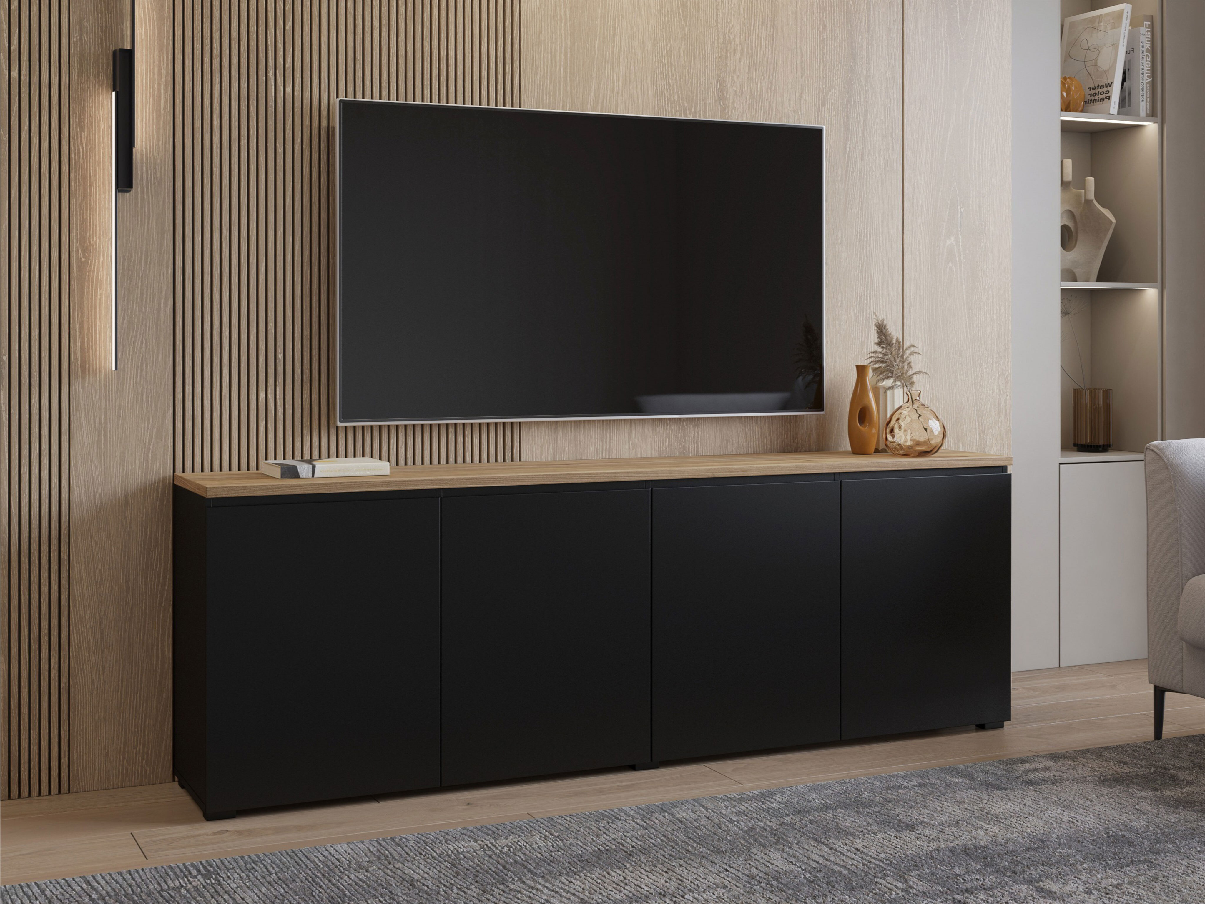 Bufet Baletu 105 (Negru + Stejar)