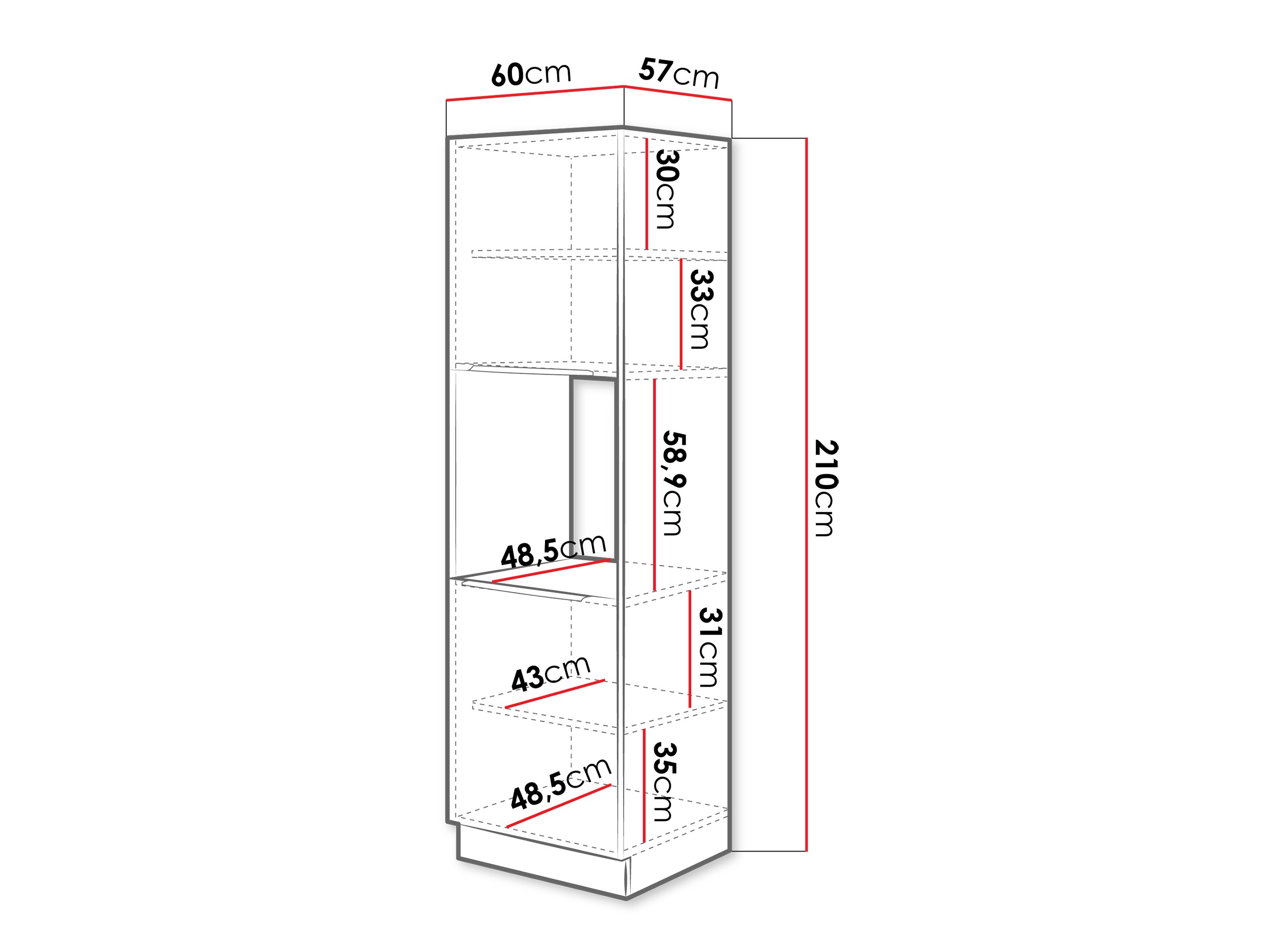 Dulap modular pentru electrocasnice incorporabile Sole 133