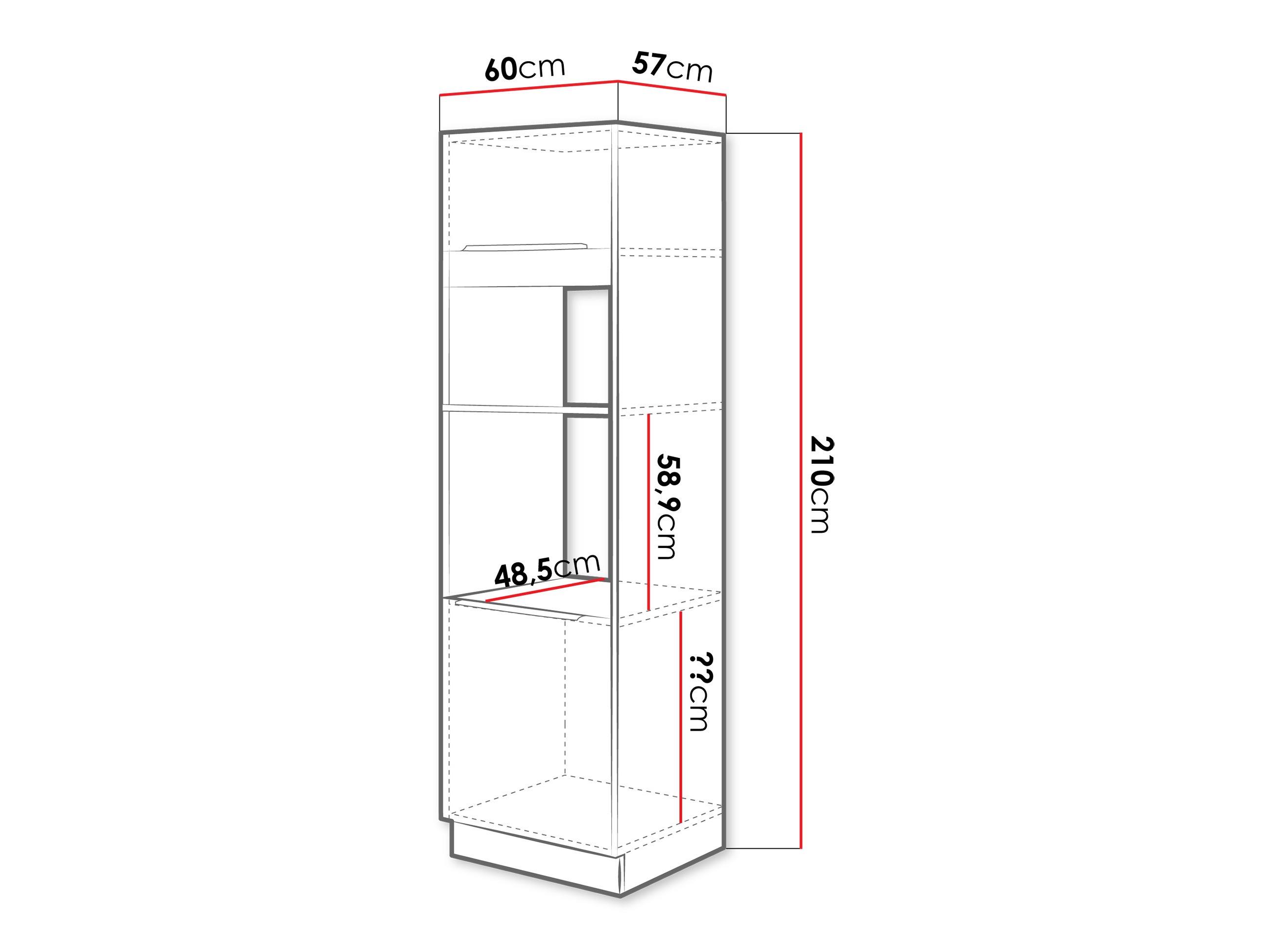Dulap modular pentru electrocasnice incorporabile Sole 134