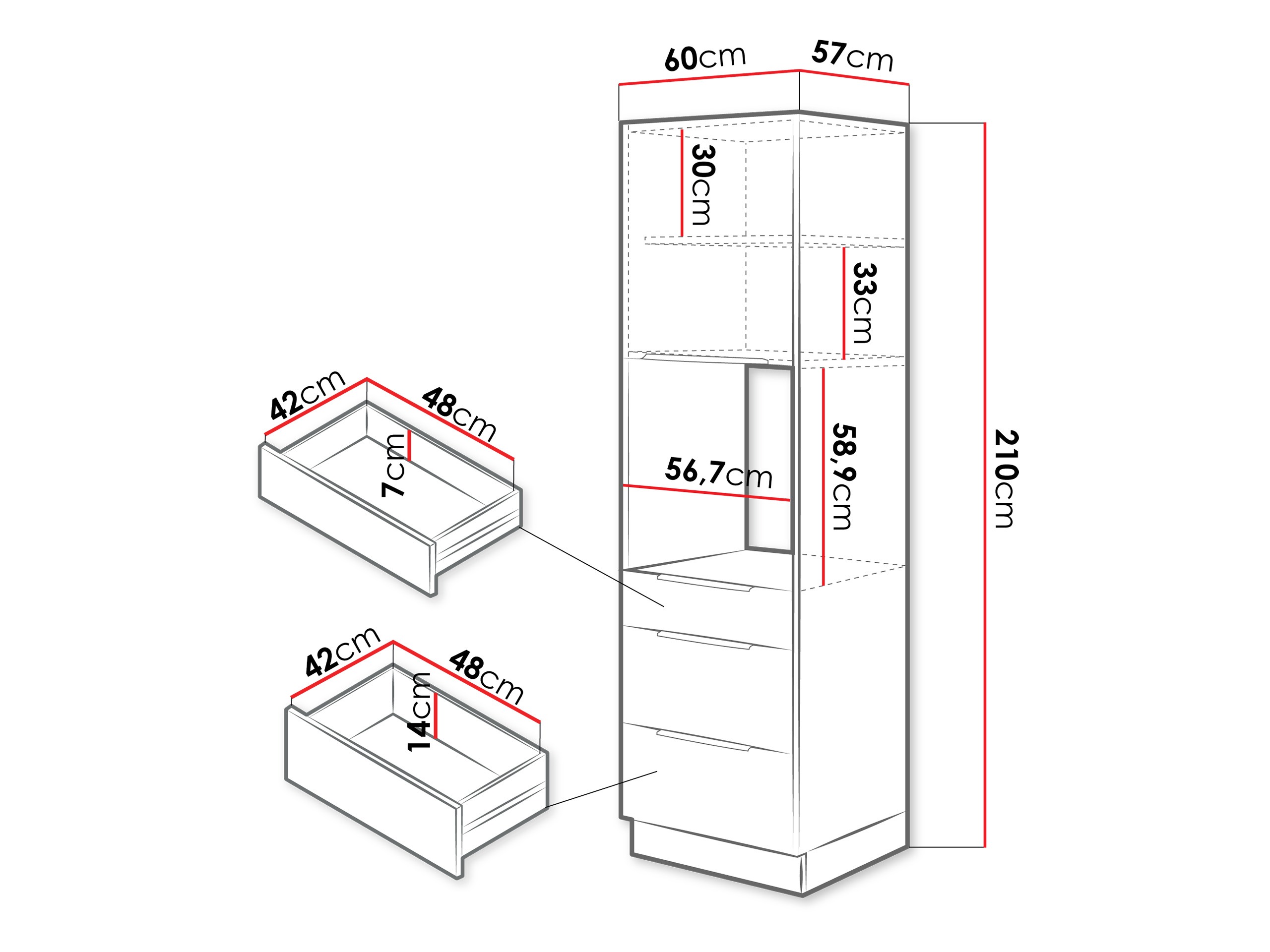 Dulap modular pentru electrocasnice incorporabile Sole 135