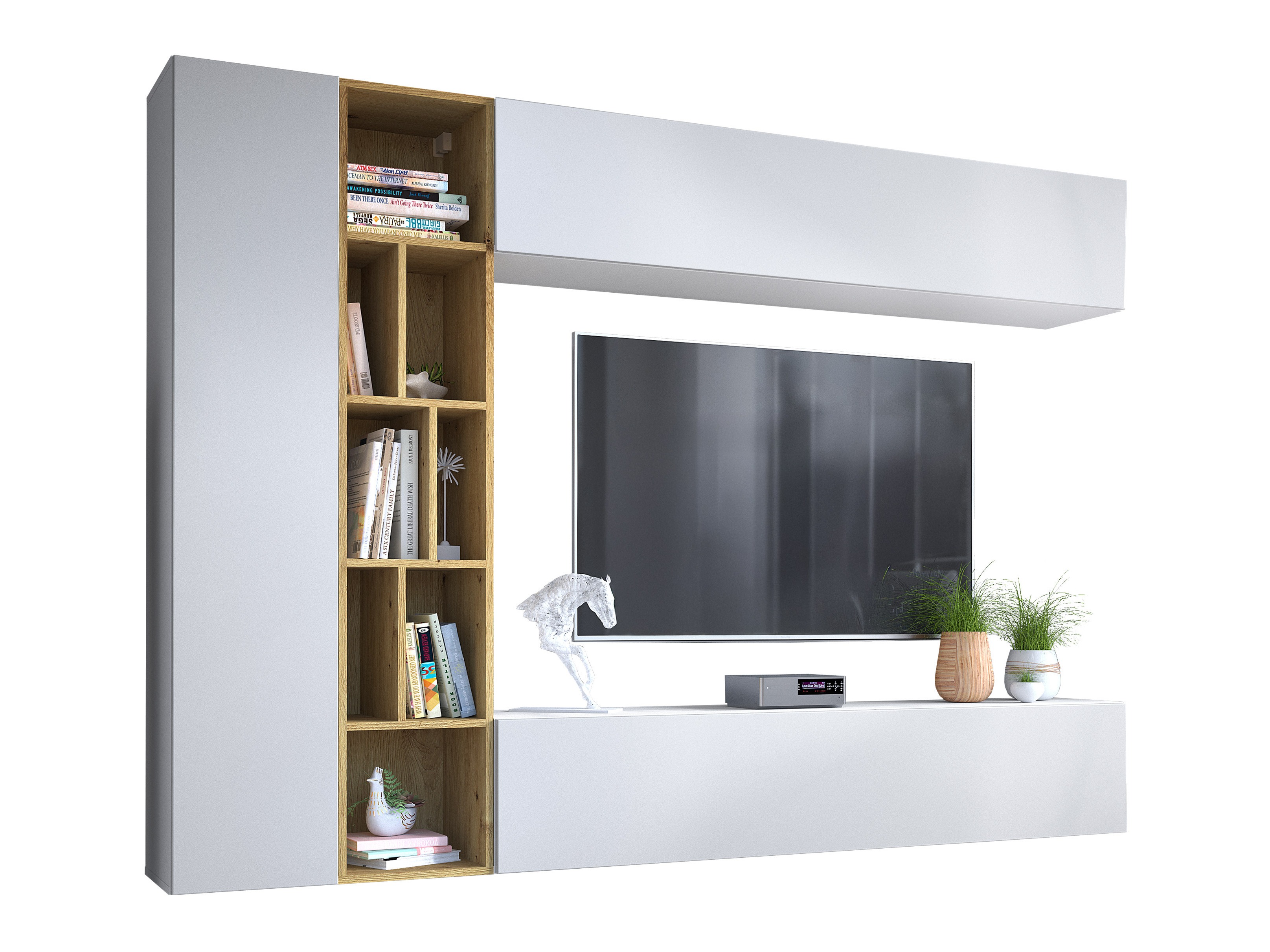 Set de living Comfivo Natura (Alb + Stejar artizan)