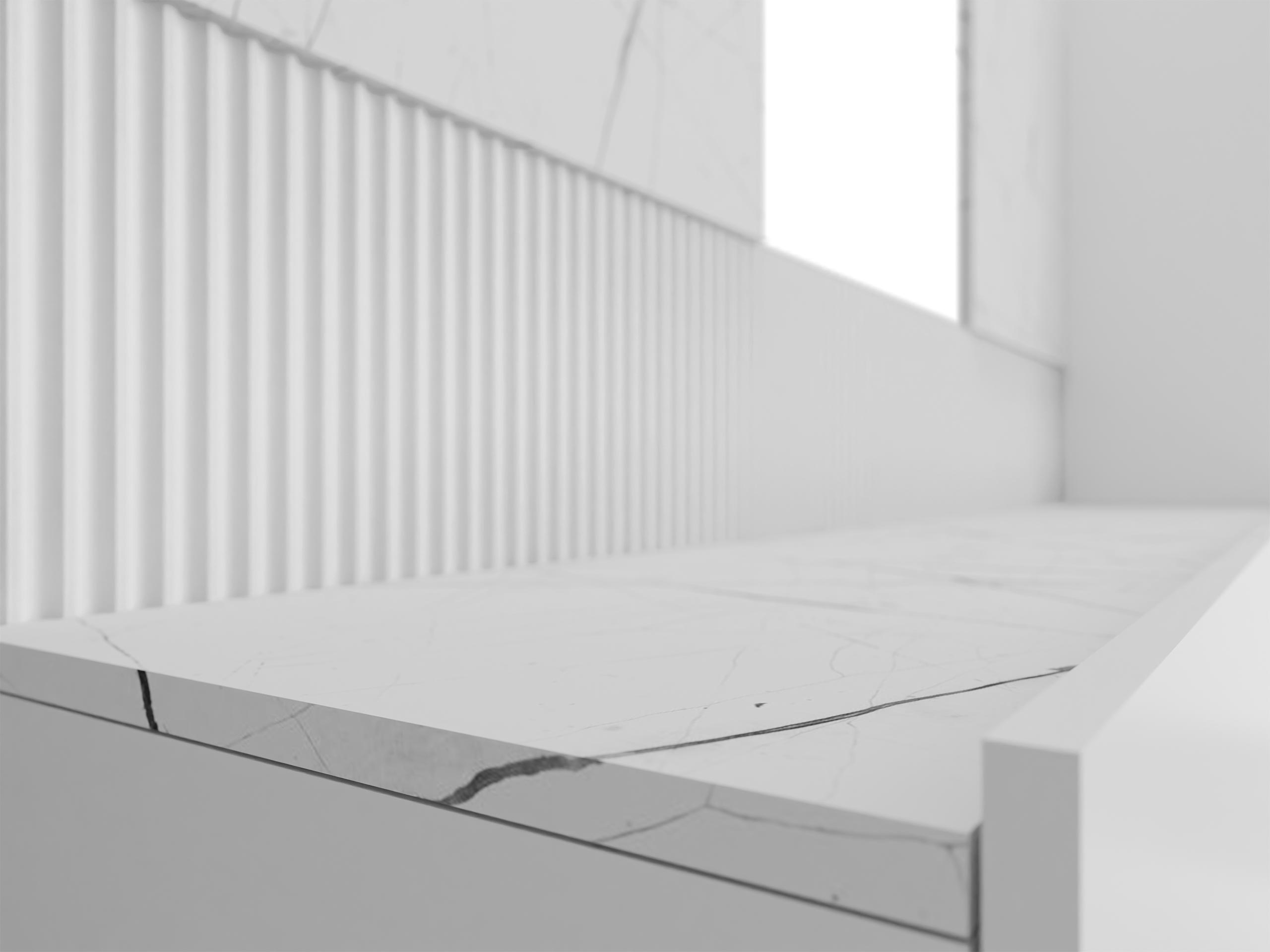 Set de living Comfivo Salix (Alb + Marmură albă)