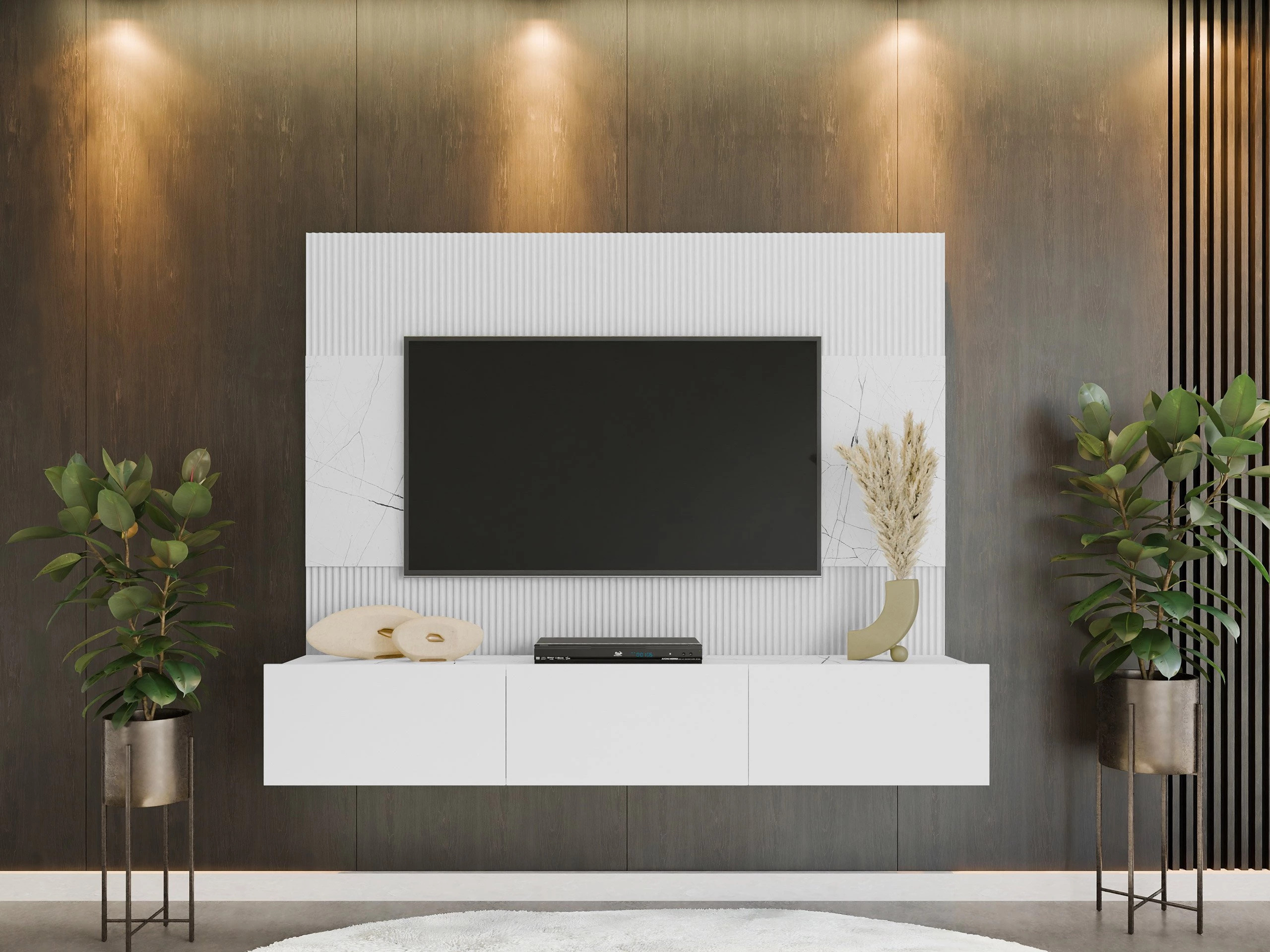 Set de living Comfivo Salix (Alb + Marmură albă)