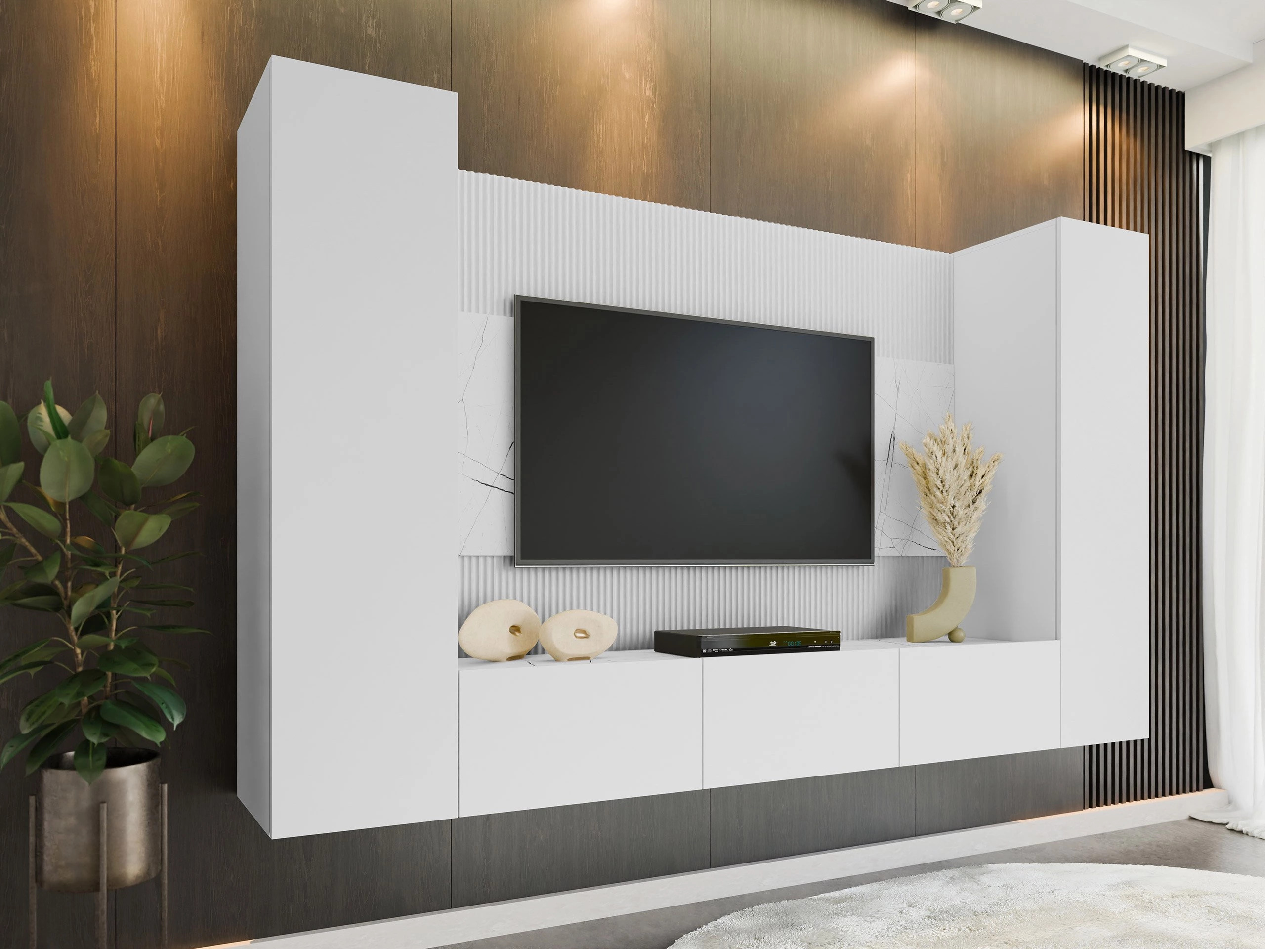 Set de living Comfivo Salix V (Alb + Marmură albă)