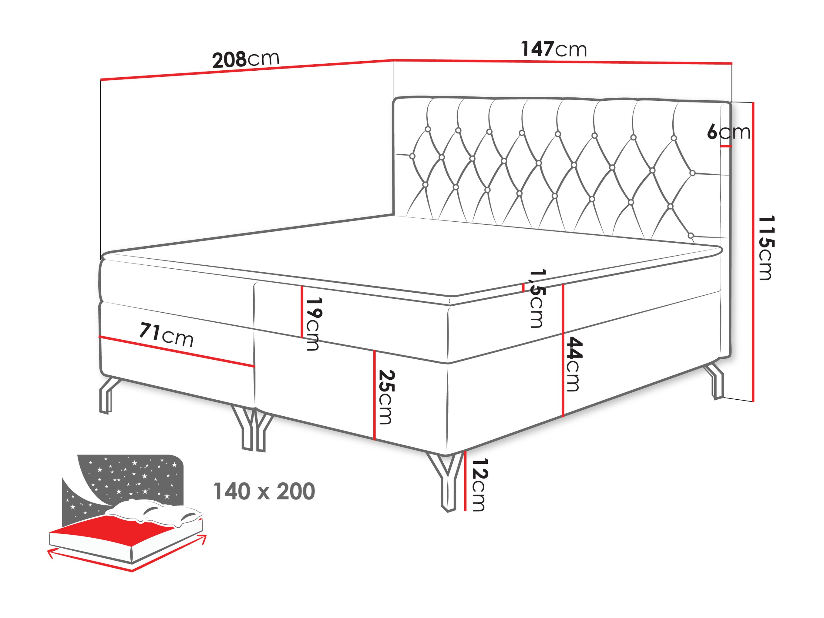 Pat boxspring Focus (Fresh 38)