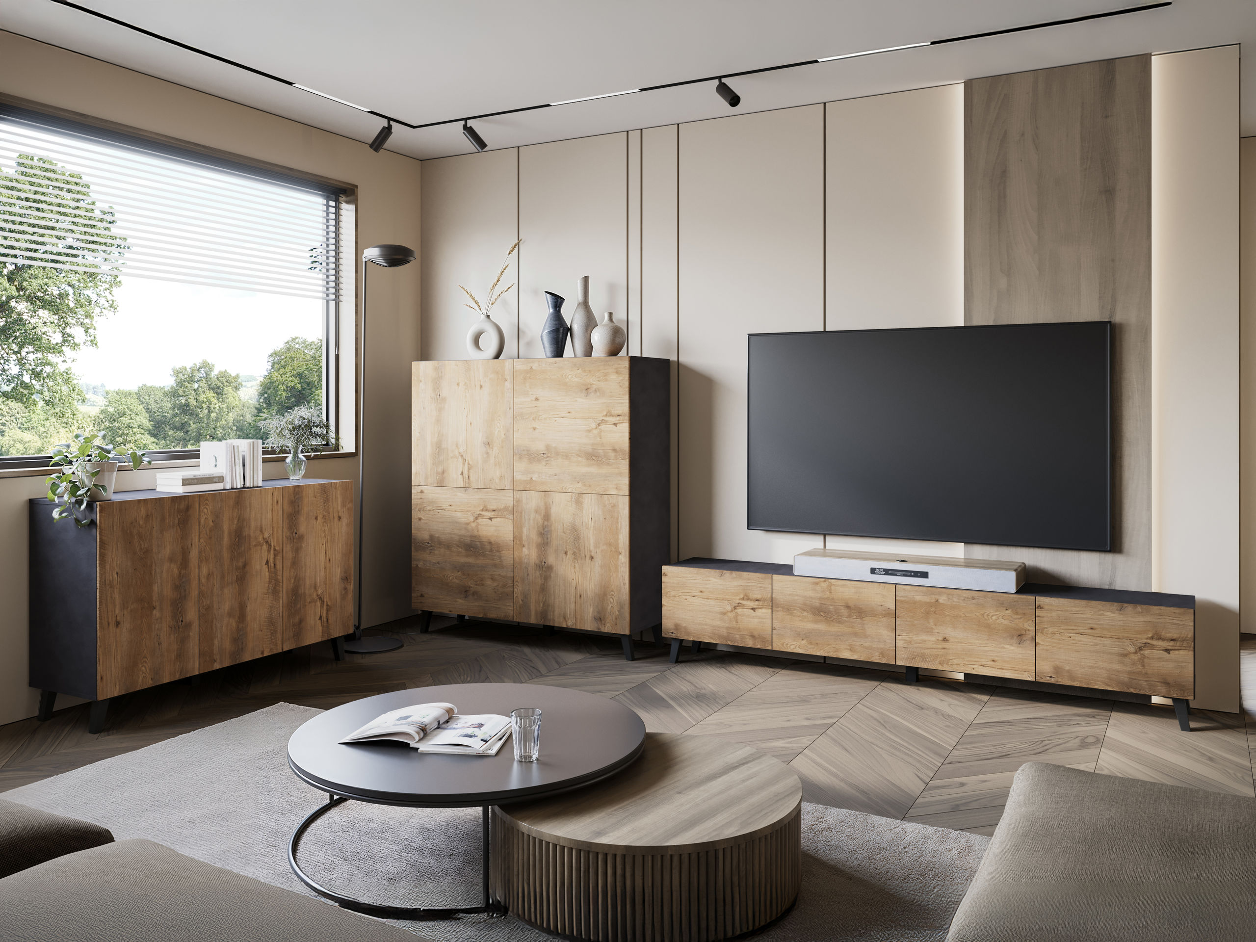 Set de living Levtive 105 (Matera gri + Castan)