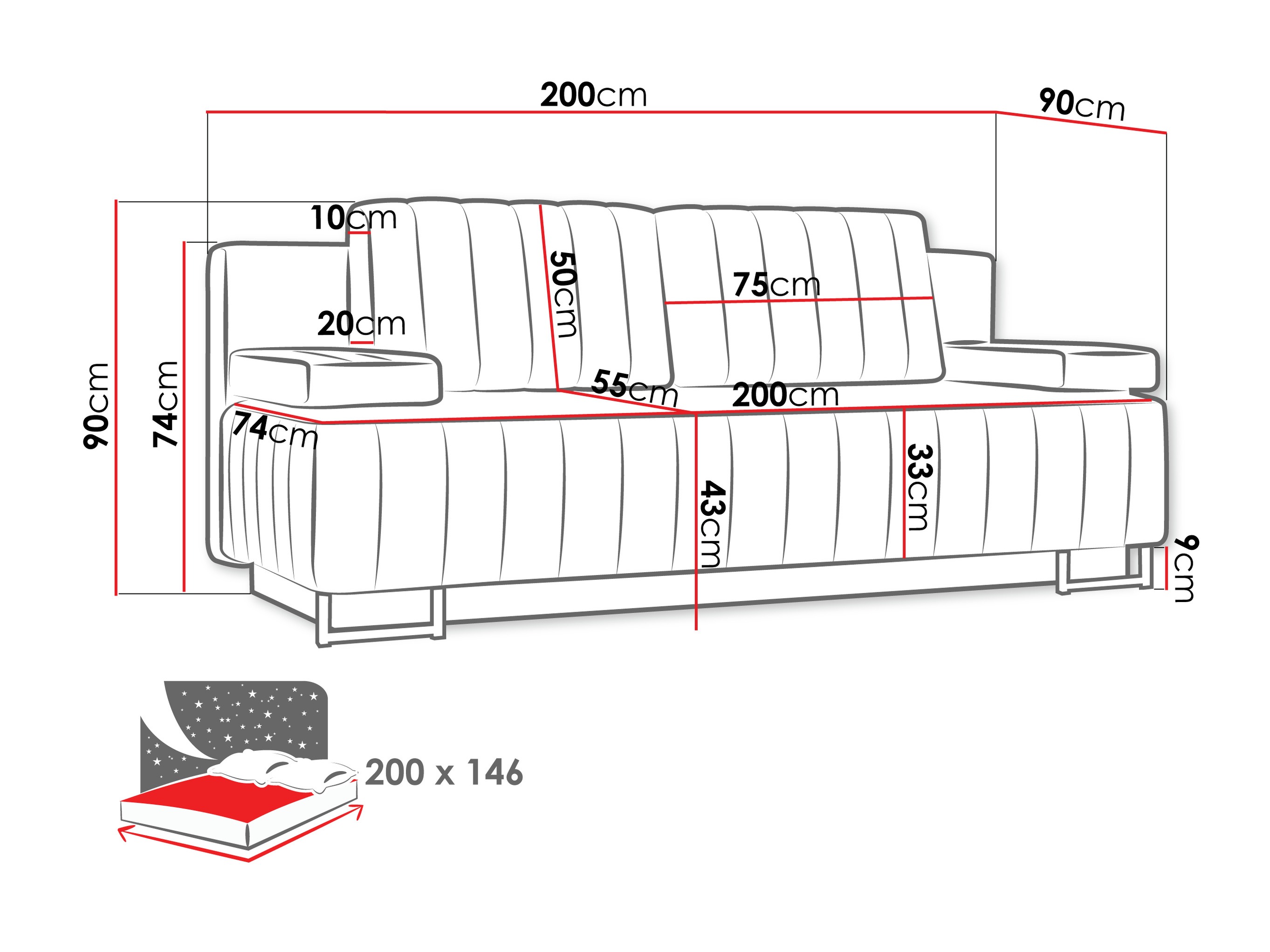 Canapea extensibilă Columbus 152 (Lux 06)