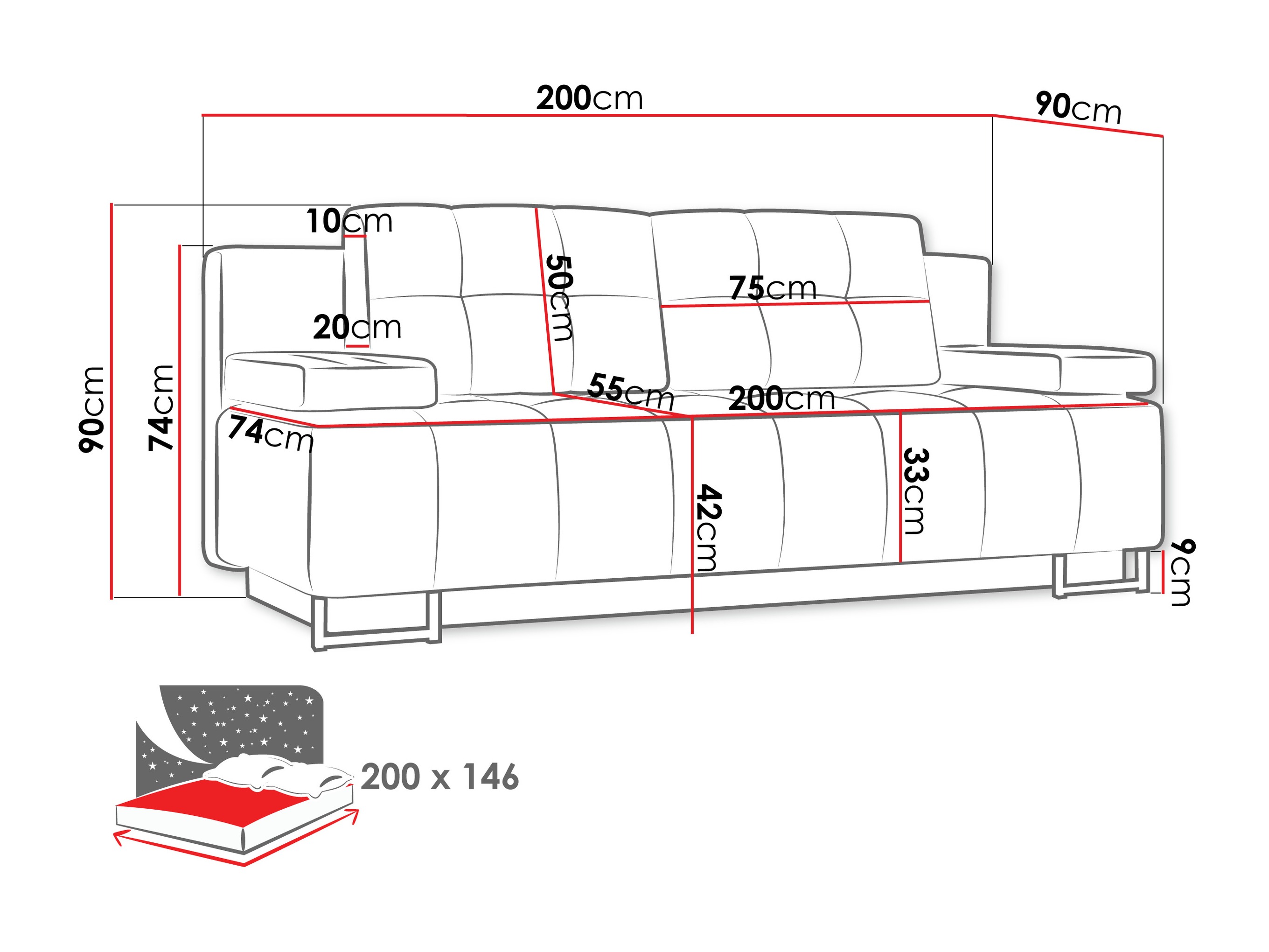 Canapea extensibilă Columbus 151 (Lux 11)