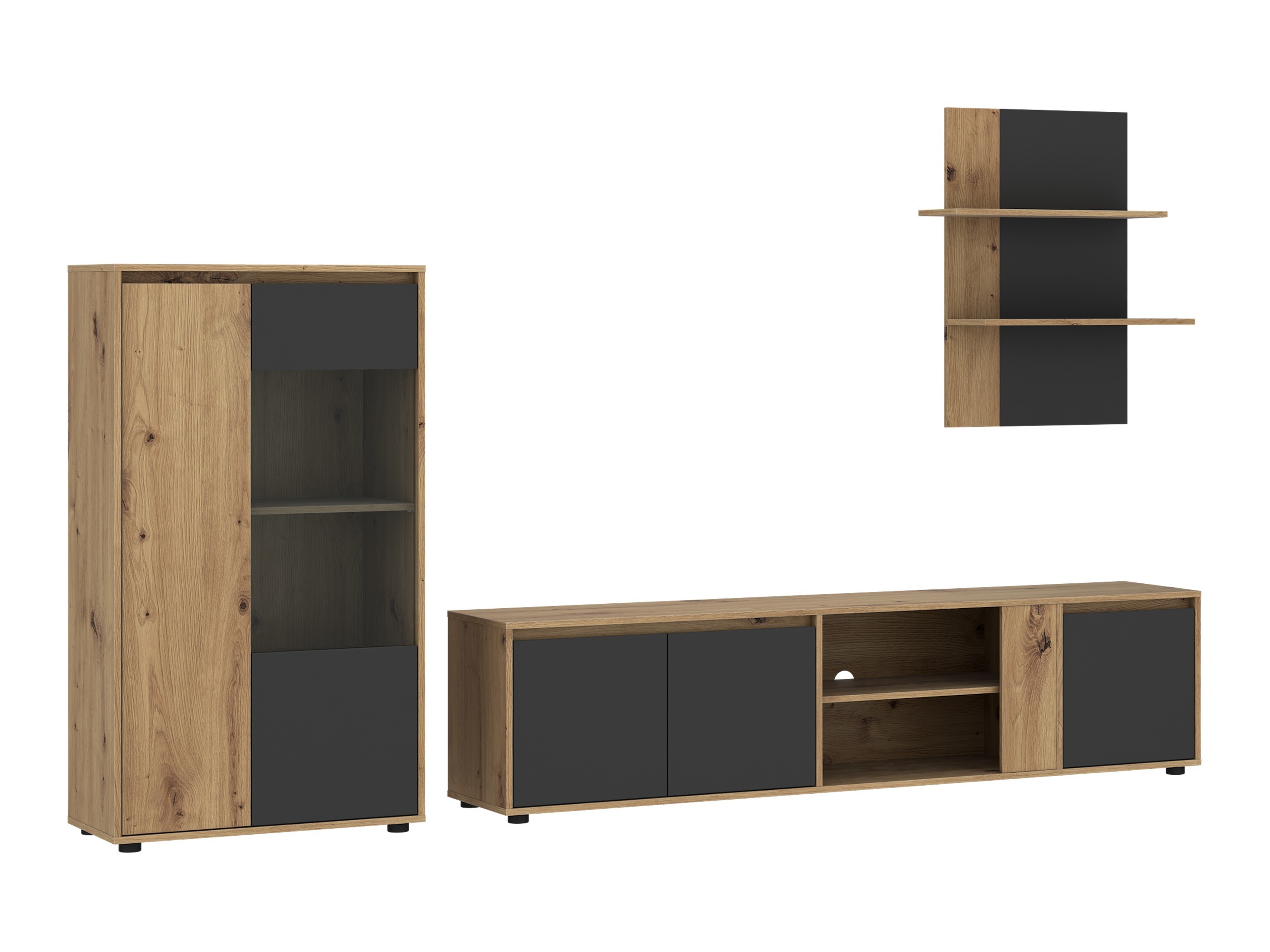 Set de living Ontario 226 (Antracit + Stejar artizan)