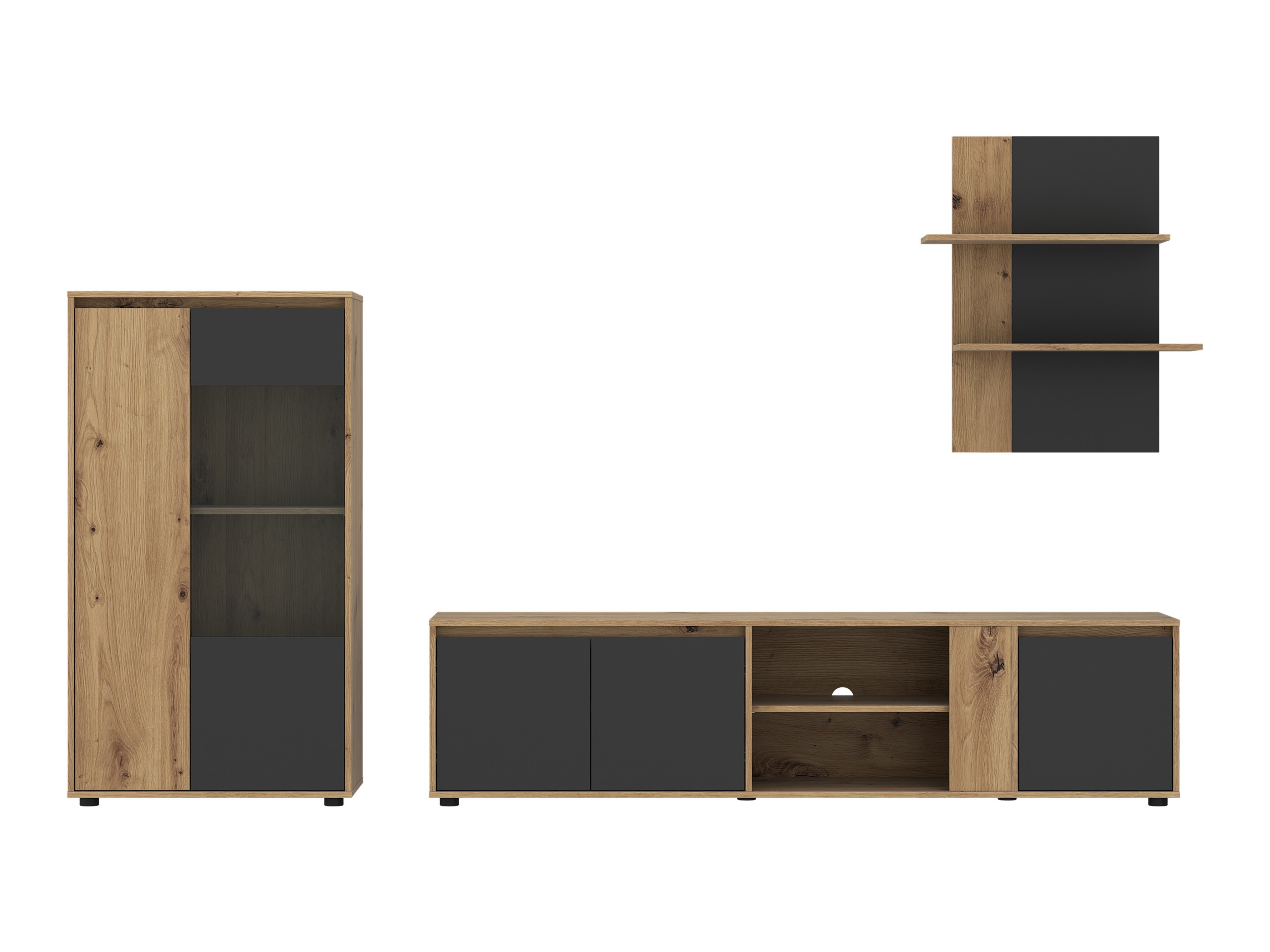Set de living Ontario 226 (Antracit + Stejar artizan)