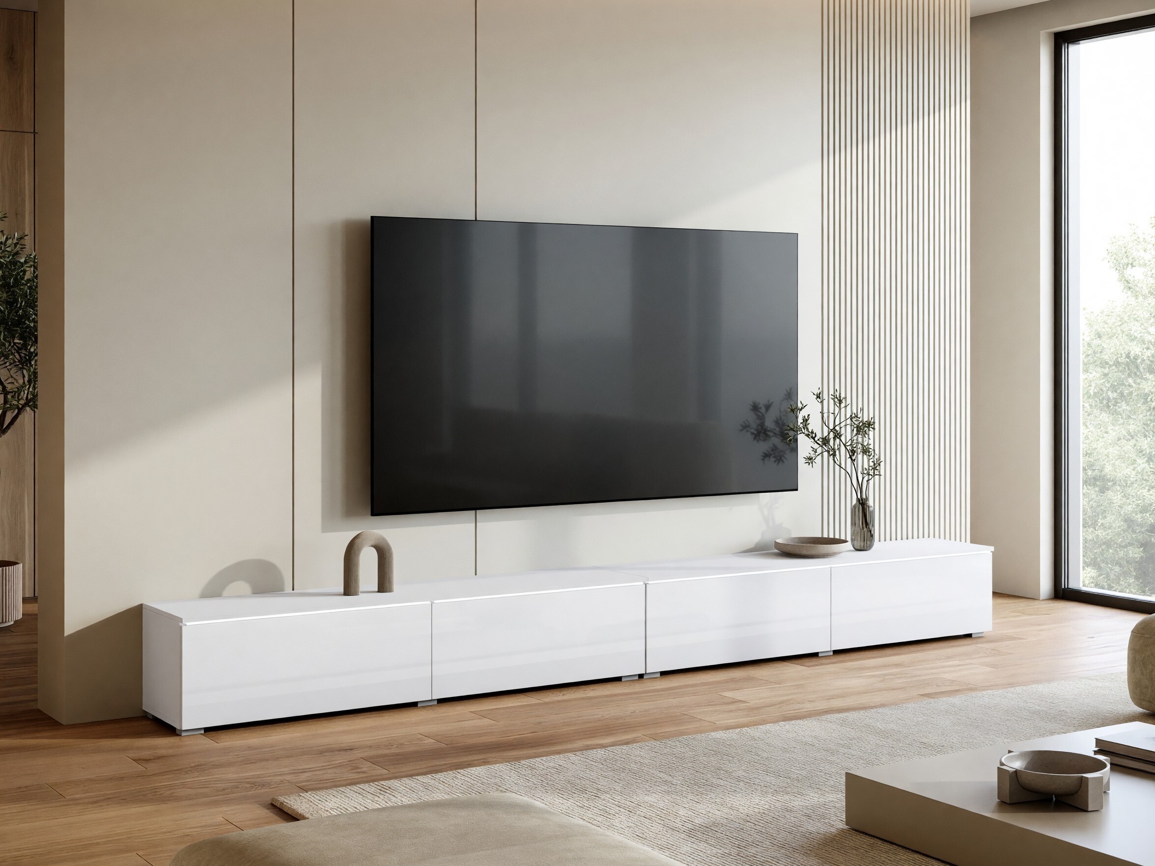 Comodă TV Sarasota 199 (Alb + Alb lucios)