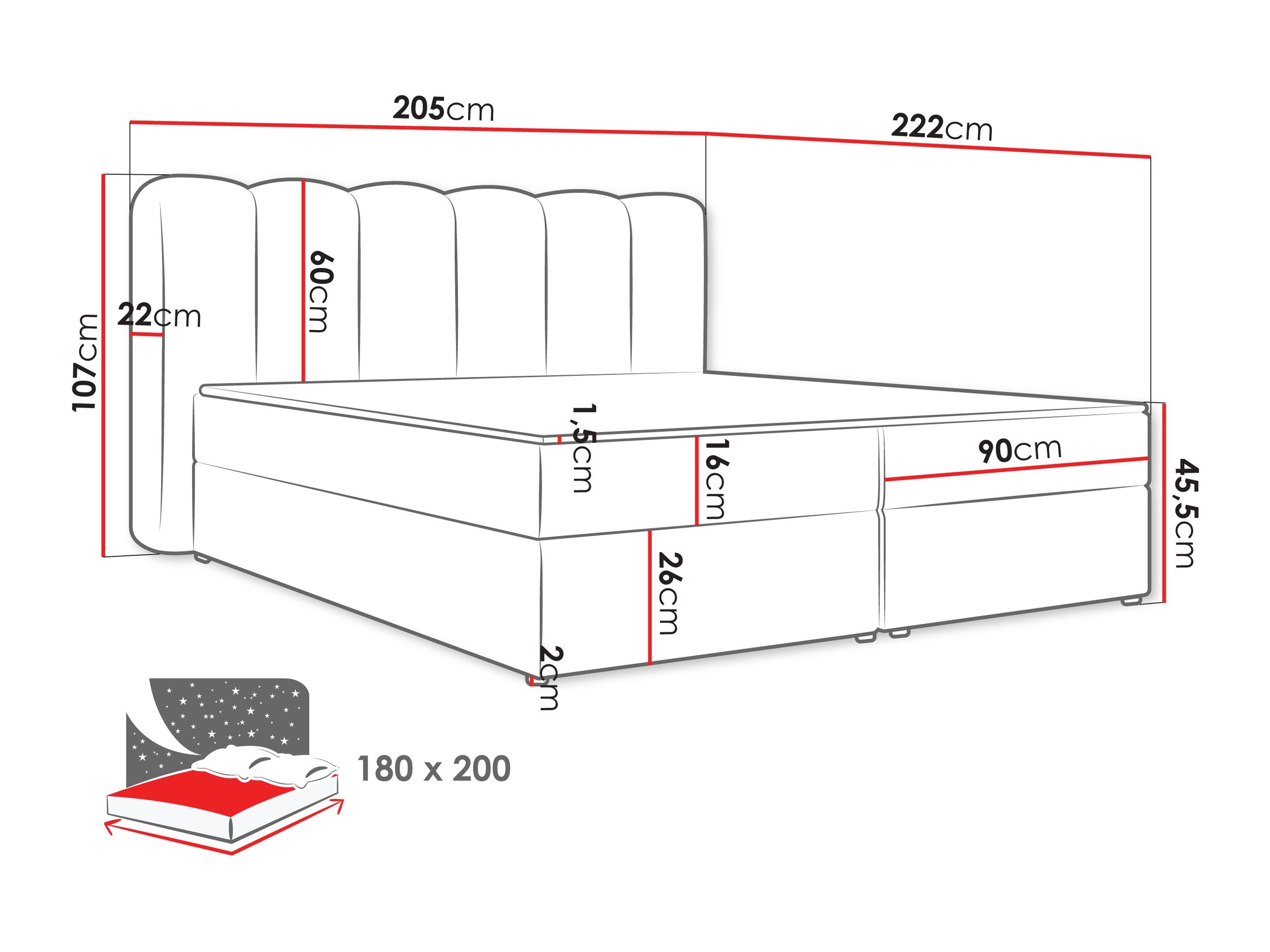Pat boxspring Stonecrest 112 (Lambi 12)